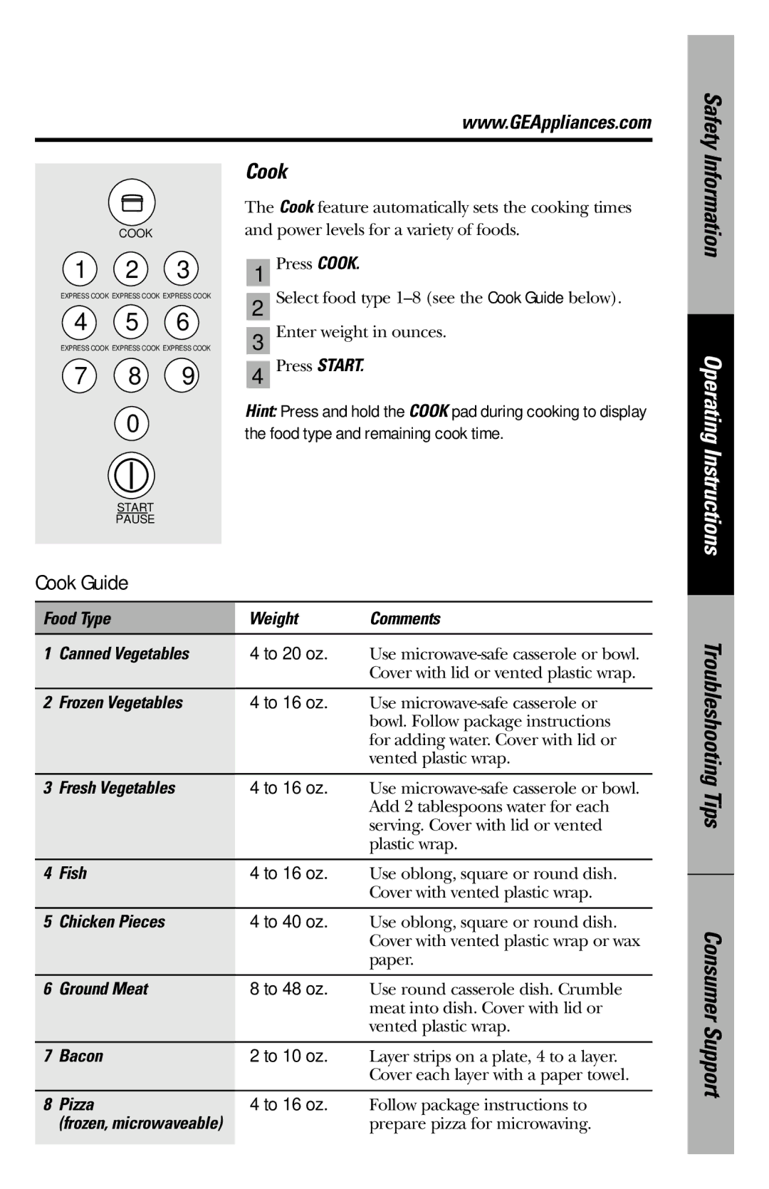 GE JES1146 owner manual Cook 