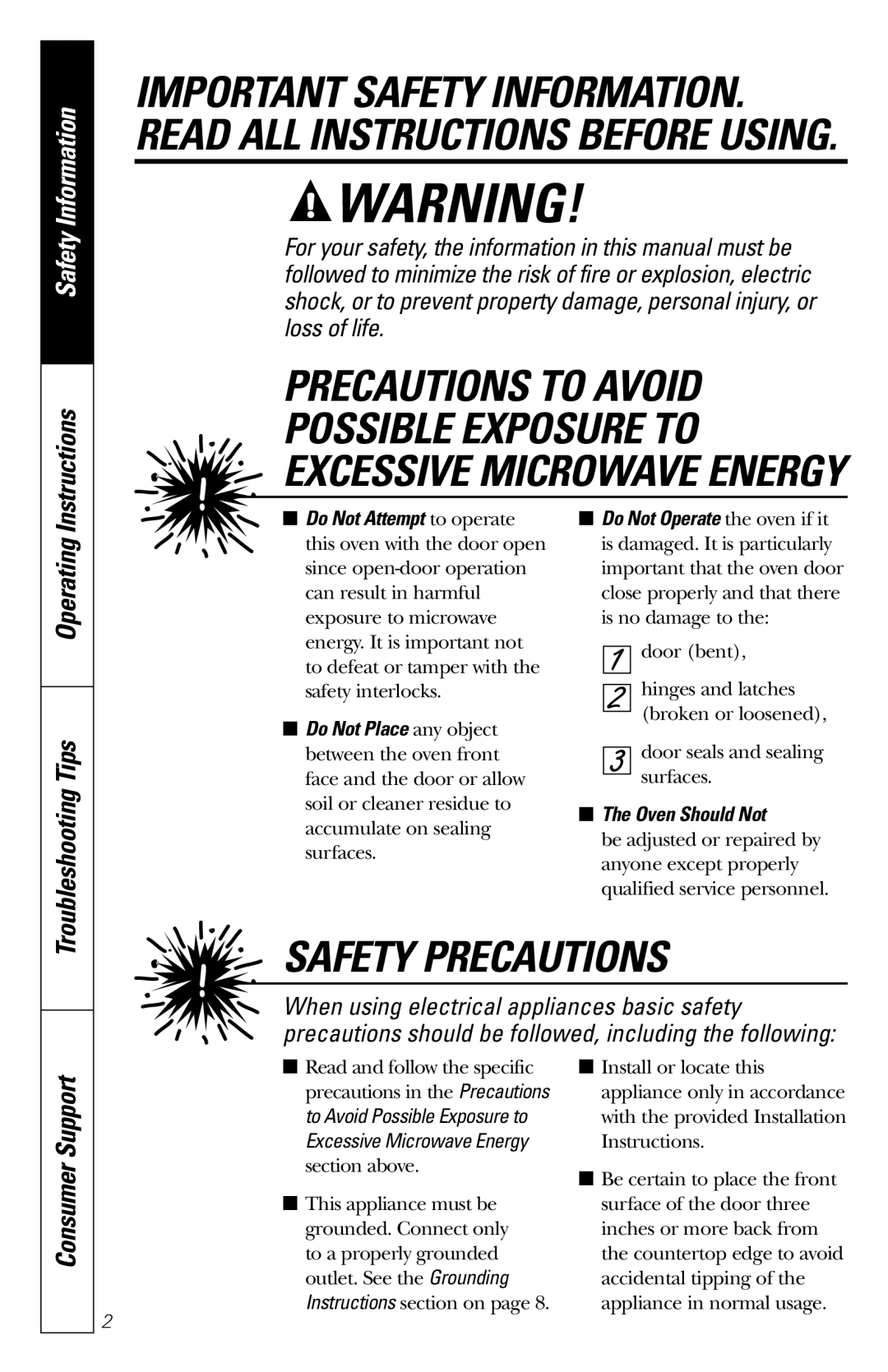 GE JES1231 owner manual Precautions to Avoid, Oven Should Not 