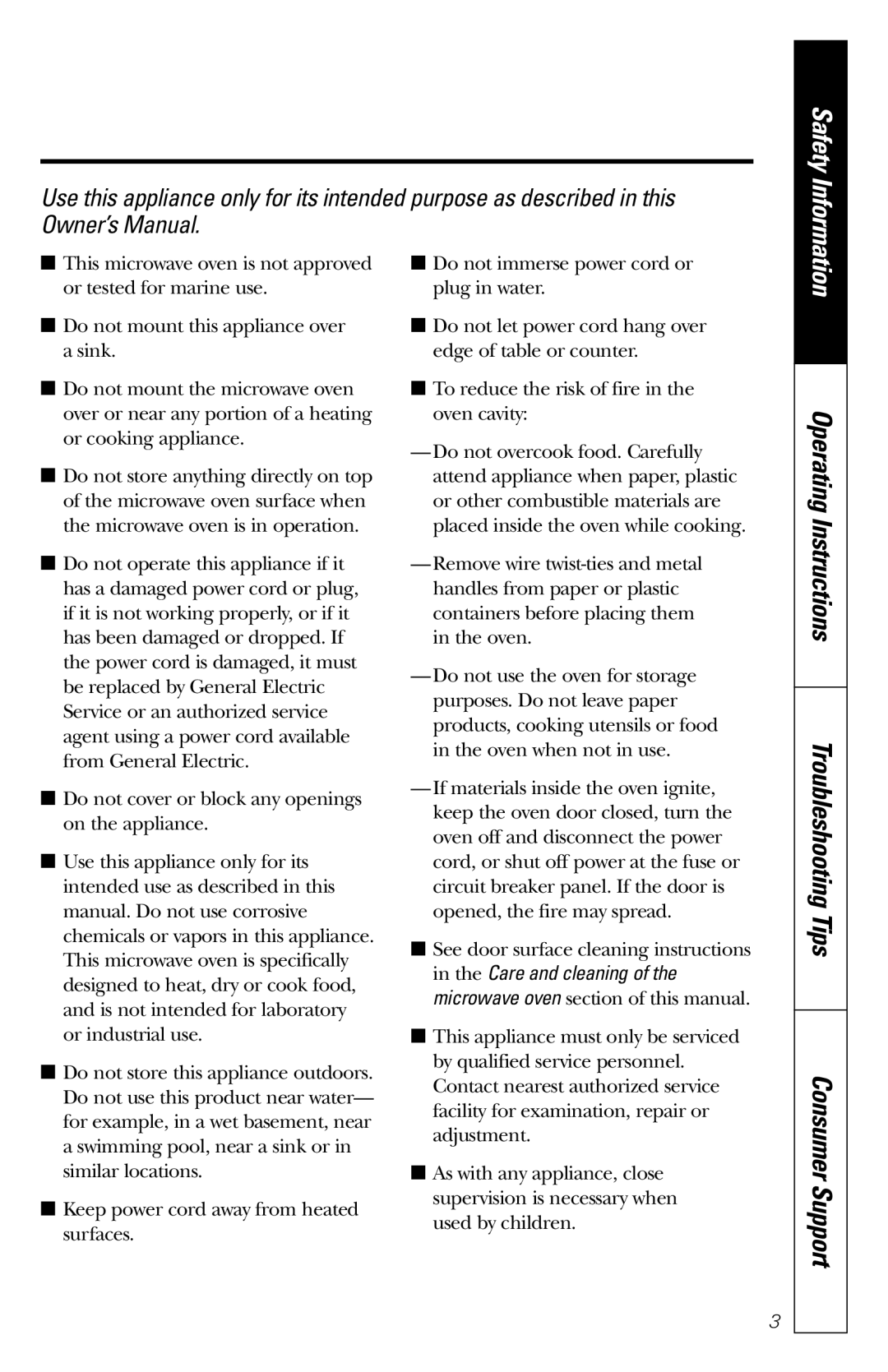 GE JES1231 owner manual Consumer Support 