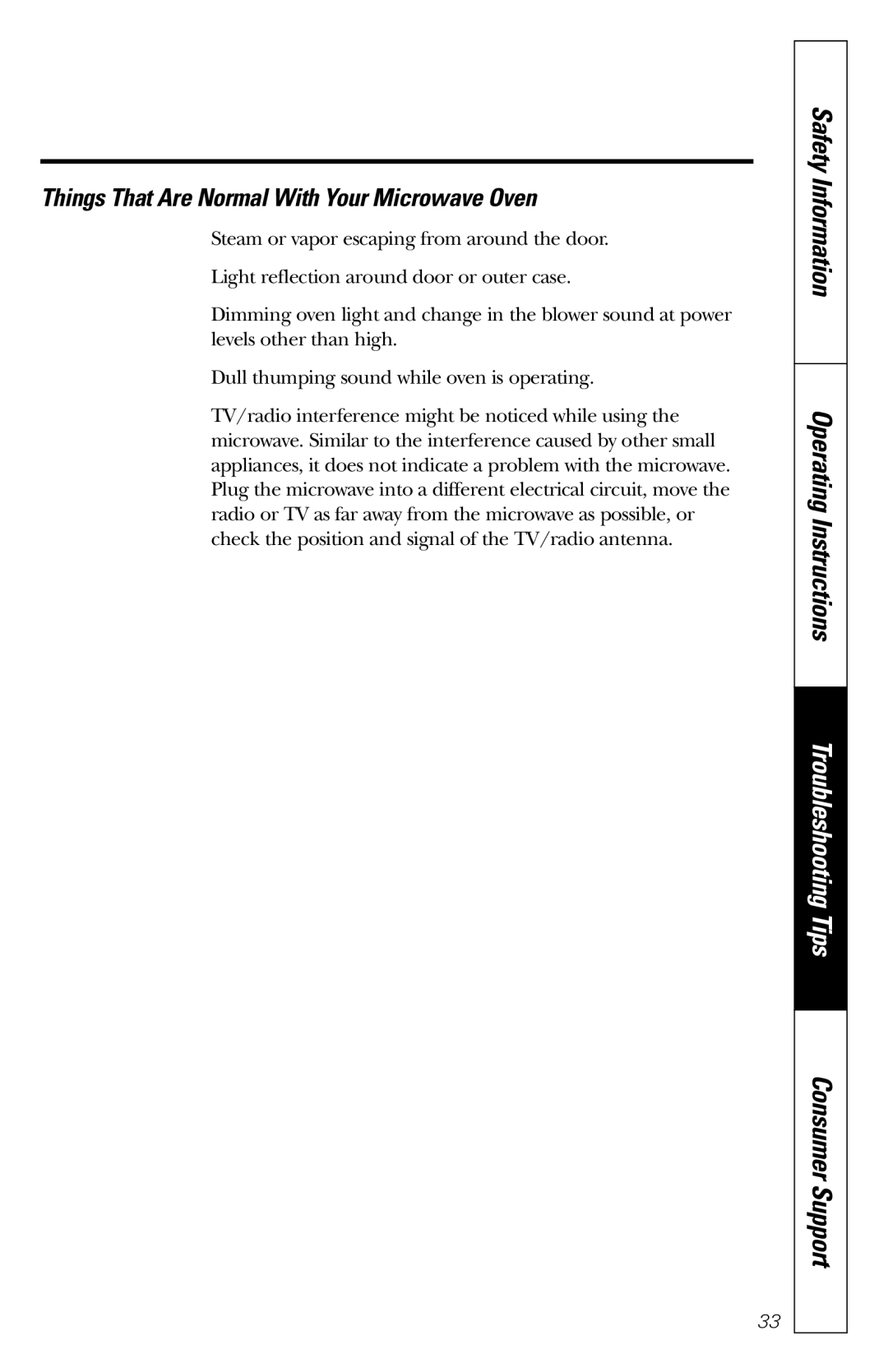 GE JES1231 owner manual Things That Are Normal With Your Microwave Oven 