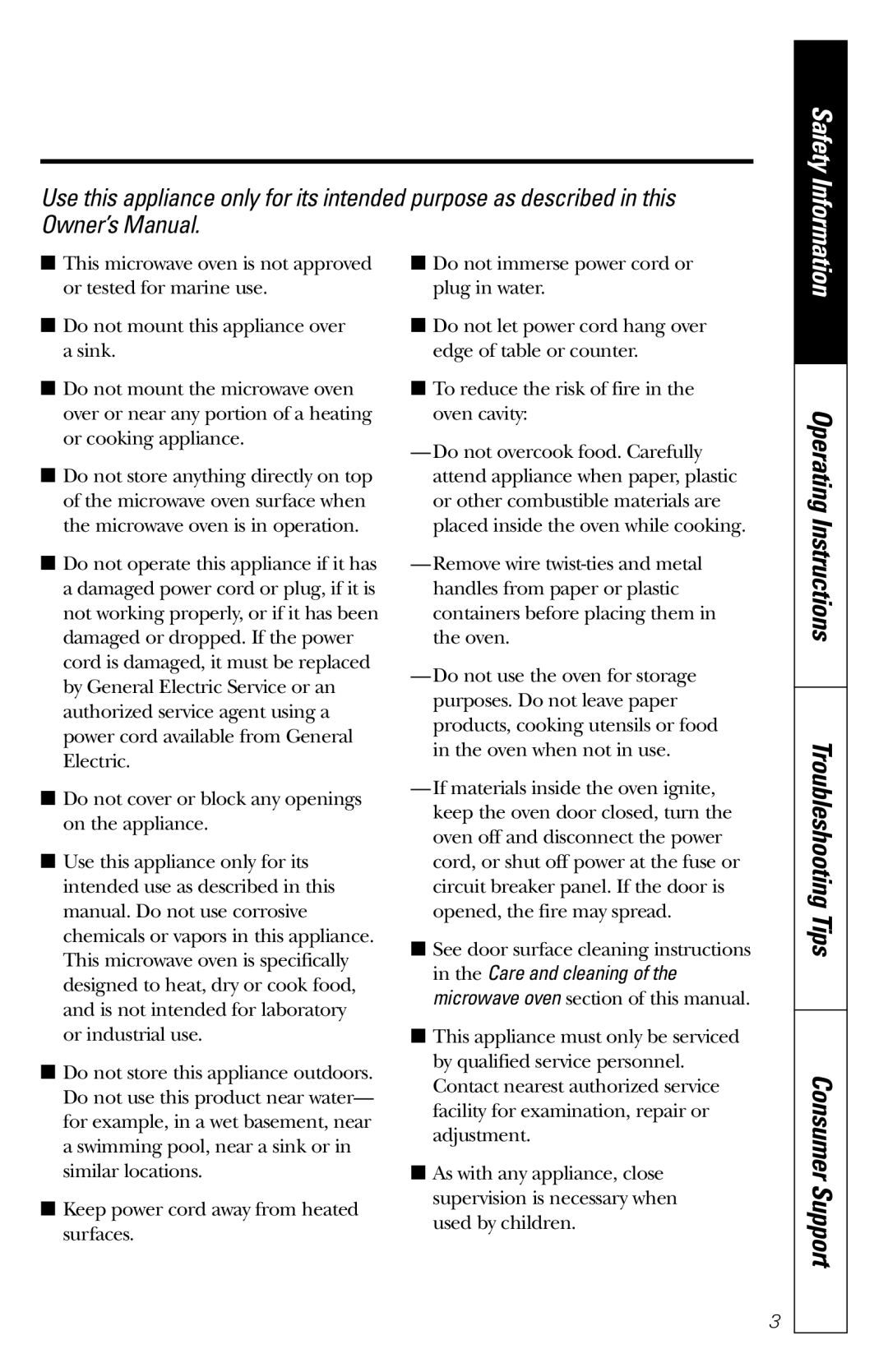 GE JES1235 owner manual Consumer Support 