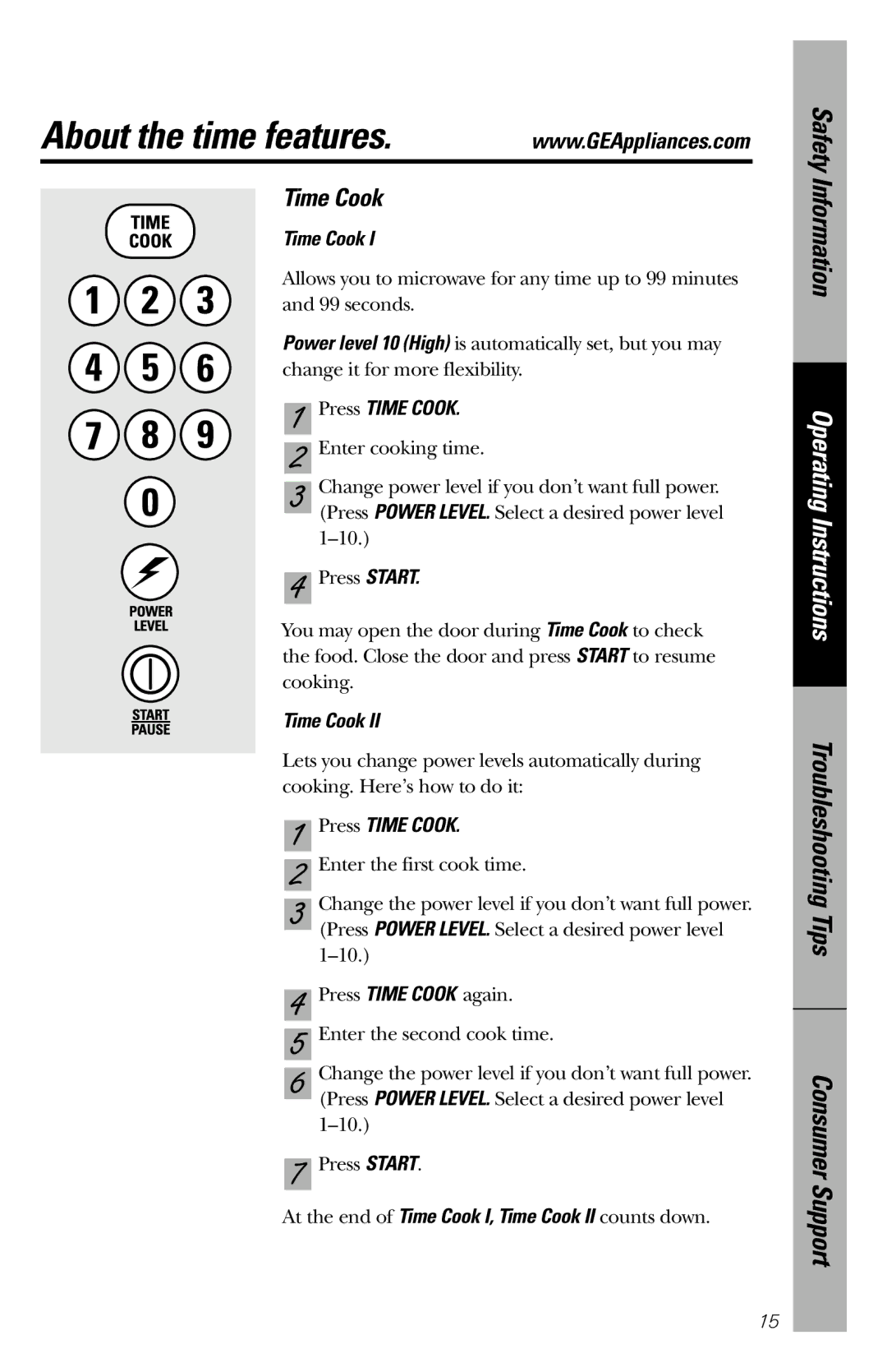 GE JES1238WH owner manual About the time features, Press Time Cook 