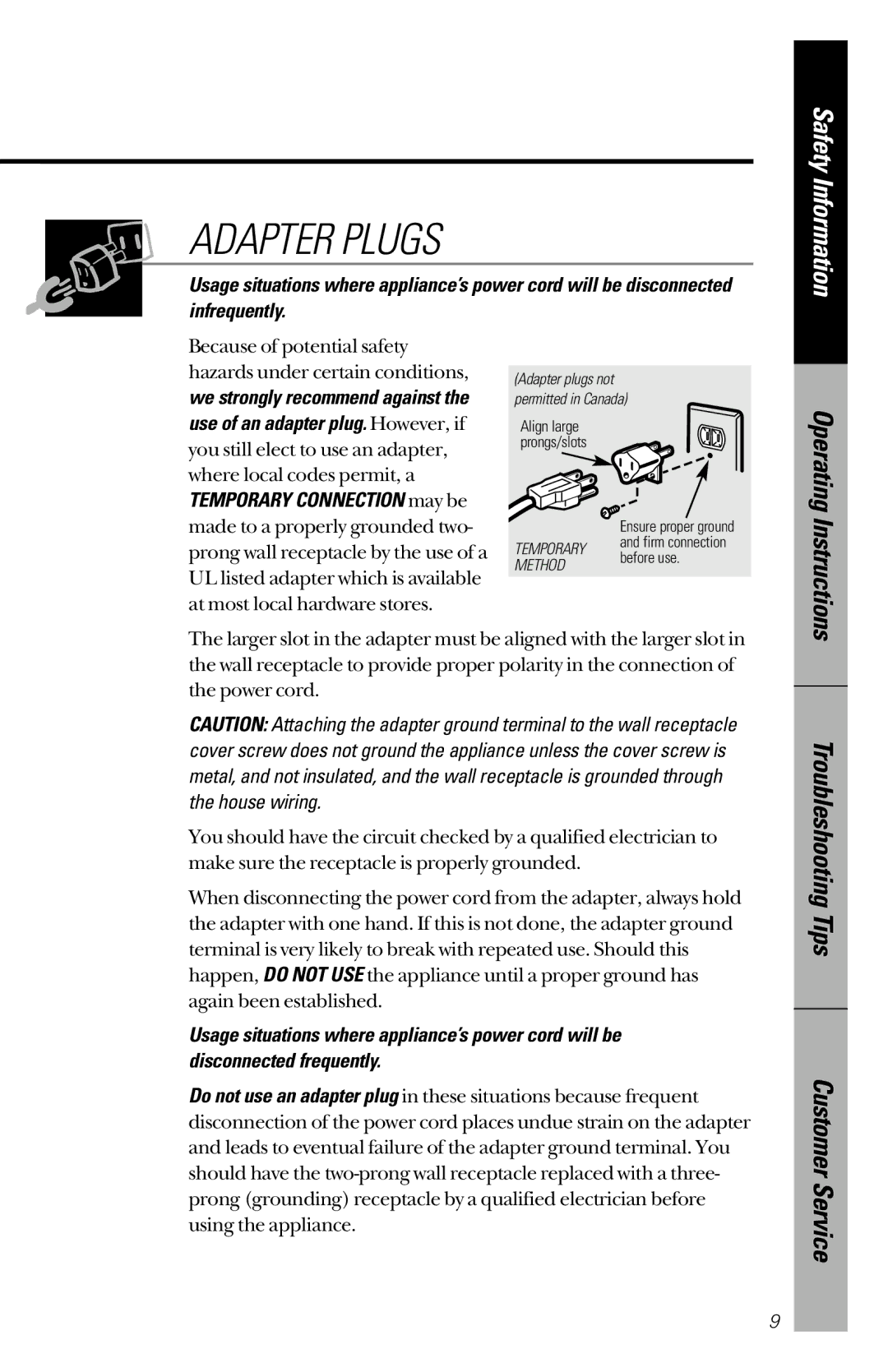 GE JES1244 owner manual Infrequently, Operating Instructions 