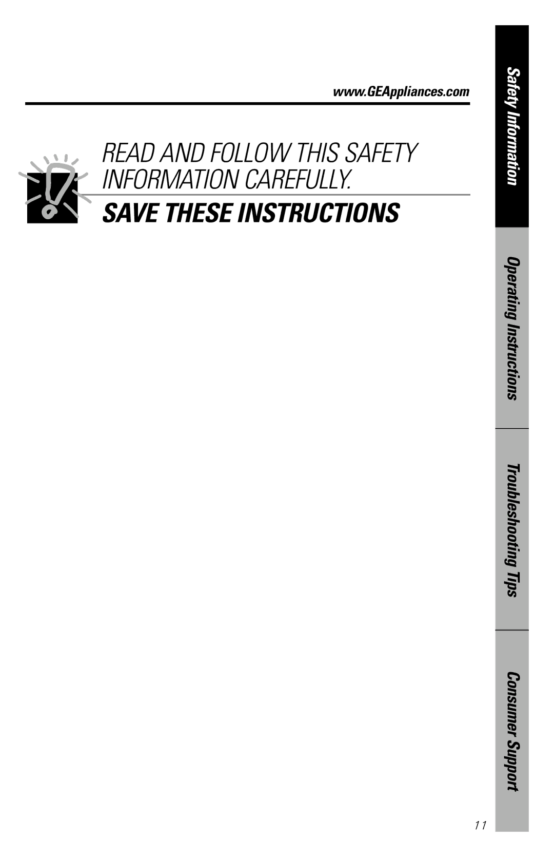 GE JES1246 owner manual Read and Follow this Safety Information Carefully 