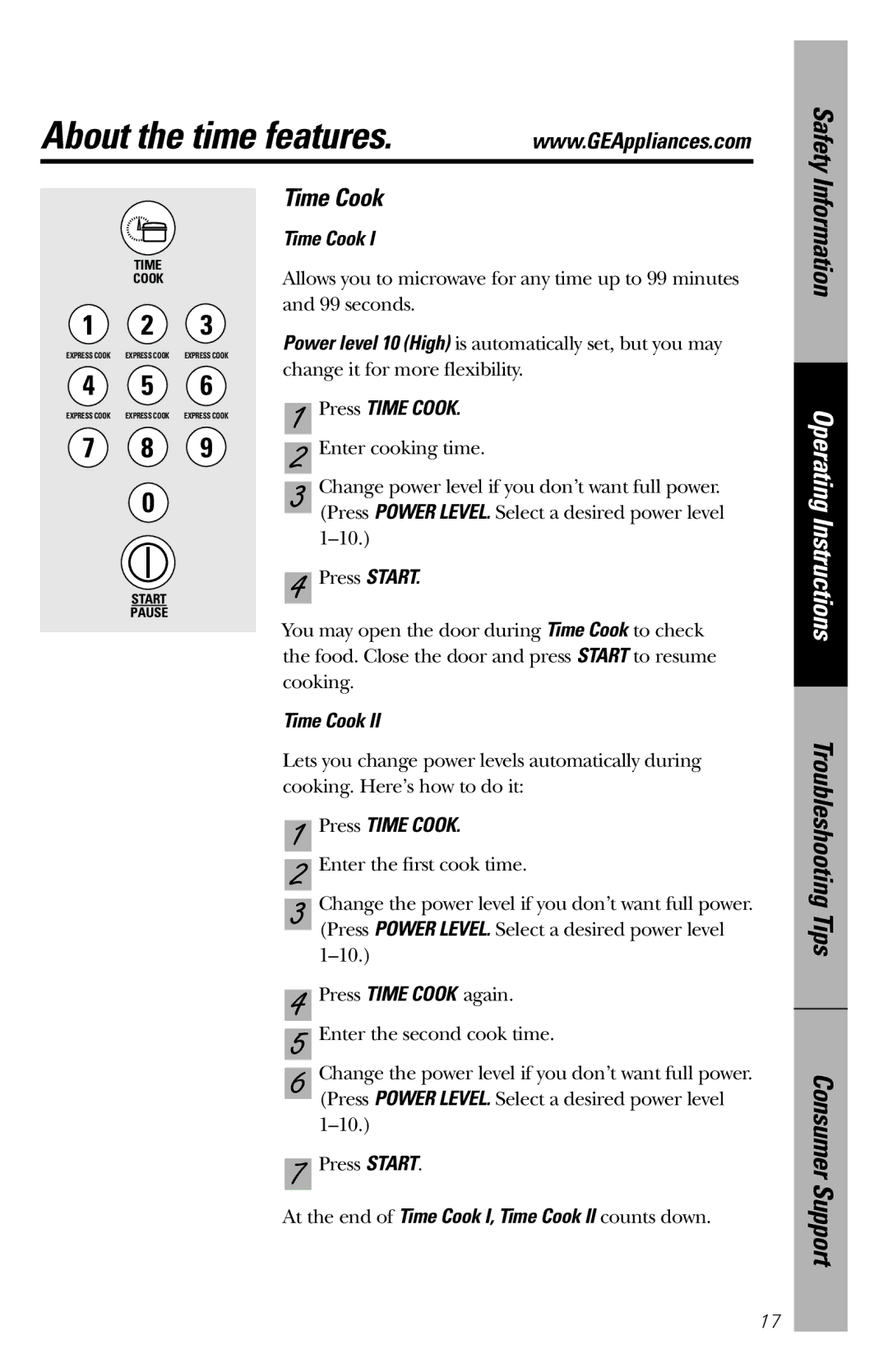 GE JES1246 owner manual About the time features, Press Time Cook 