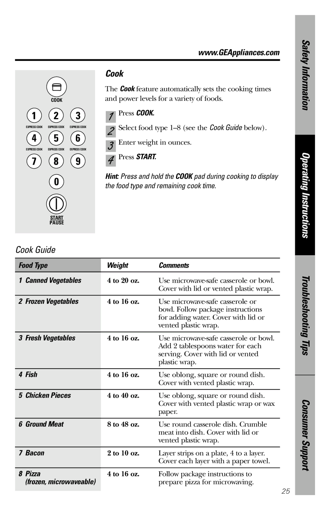 GE JES1246 owner manual Cook 