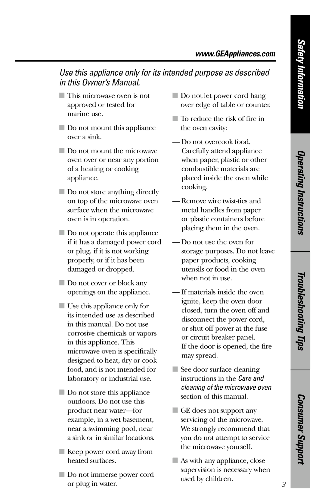 GE JES1246 owner manual Operating Instructions Troubleshooting Tips Consumer Support 