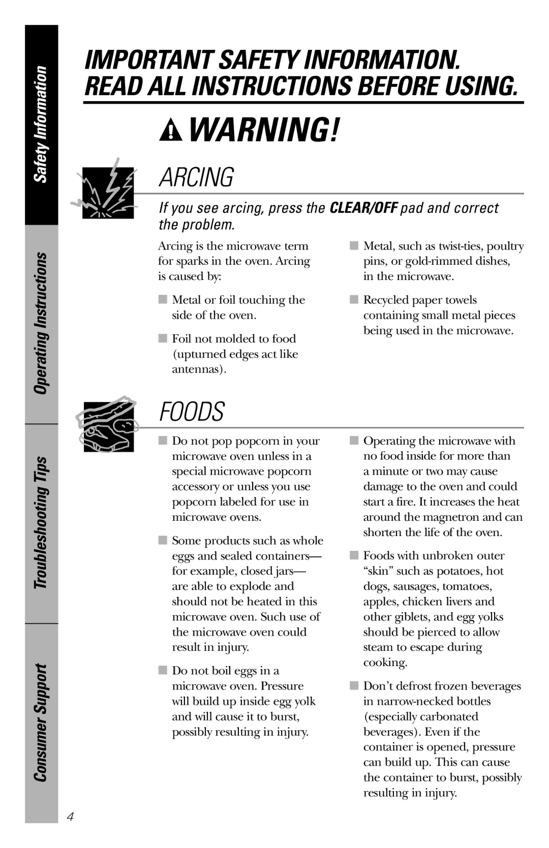 GE JES1246 owner manual Operating Instructions, Troubleshooting Tips 