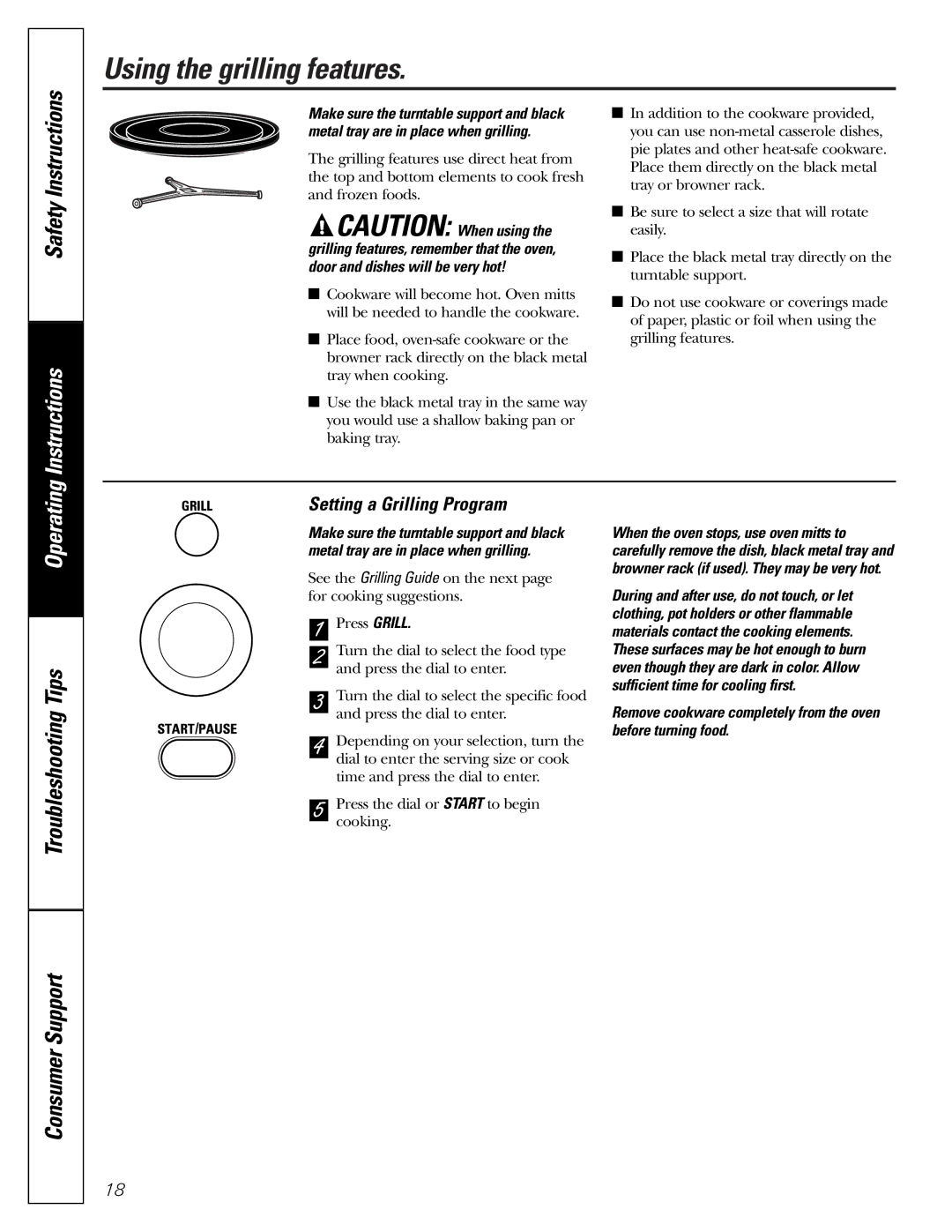 GE JES1288 owner manual Using the grilling features, Setting a Grilling Program 