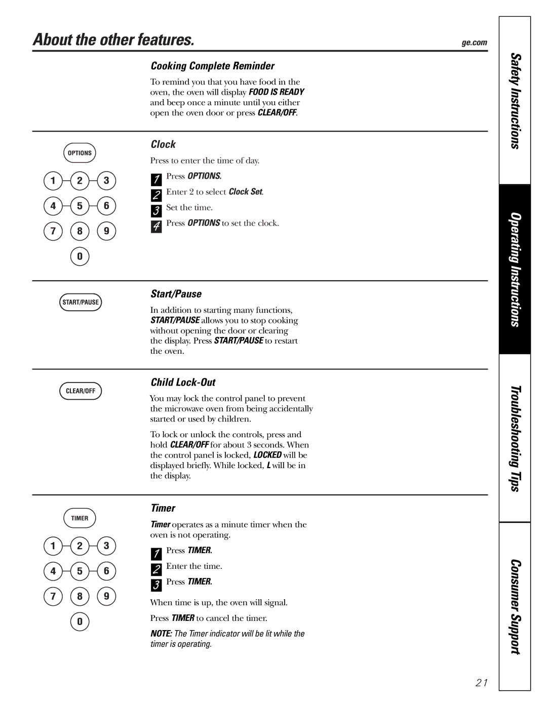 GE jes1290 owner manual About the other features 