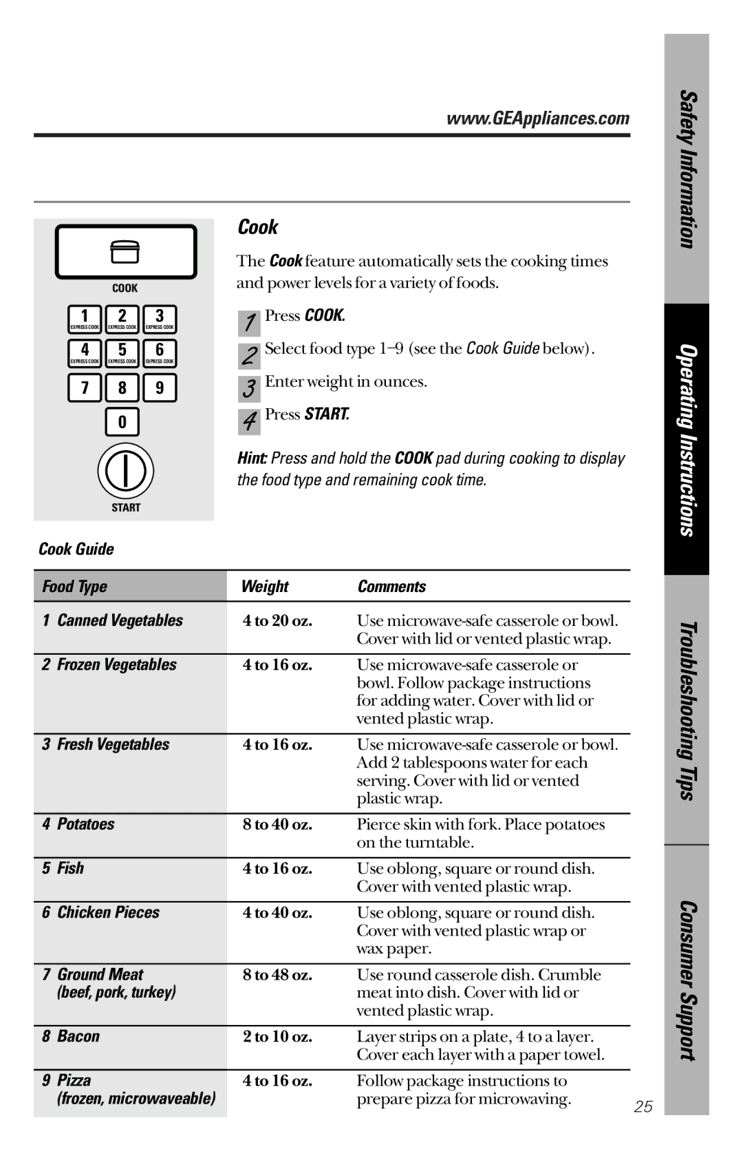 GE JES939, JES1334 owner manual Cook 