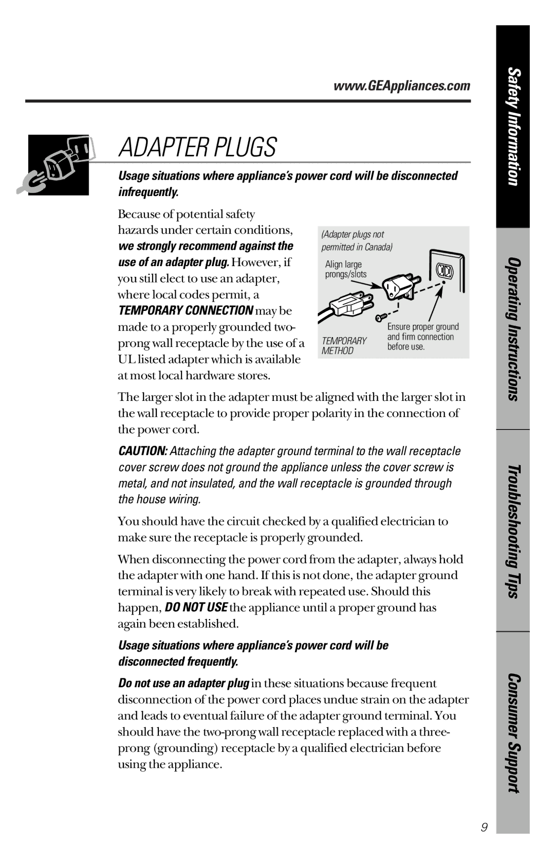 GE JES939, JES1334 owner manual Infrequently, Operating Instructions 