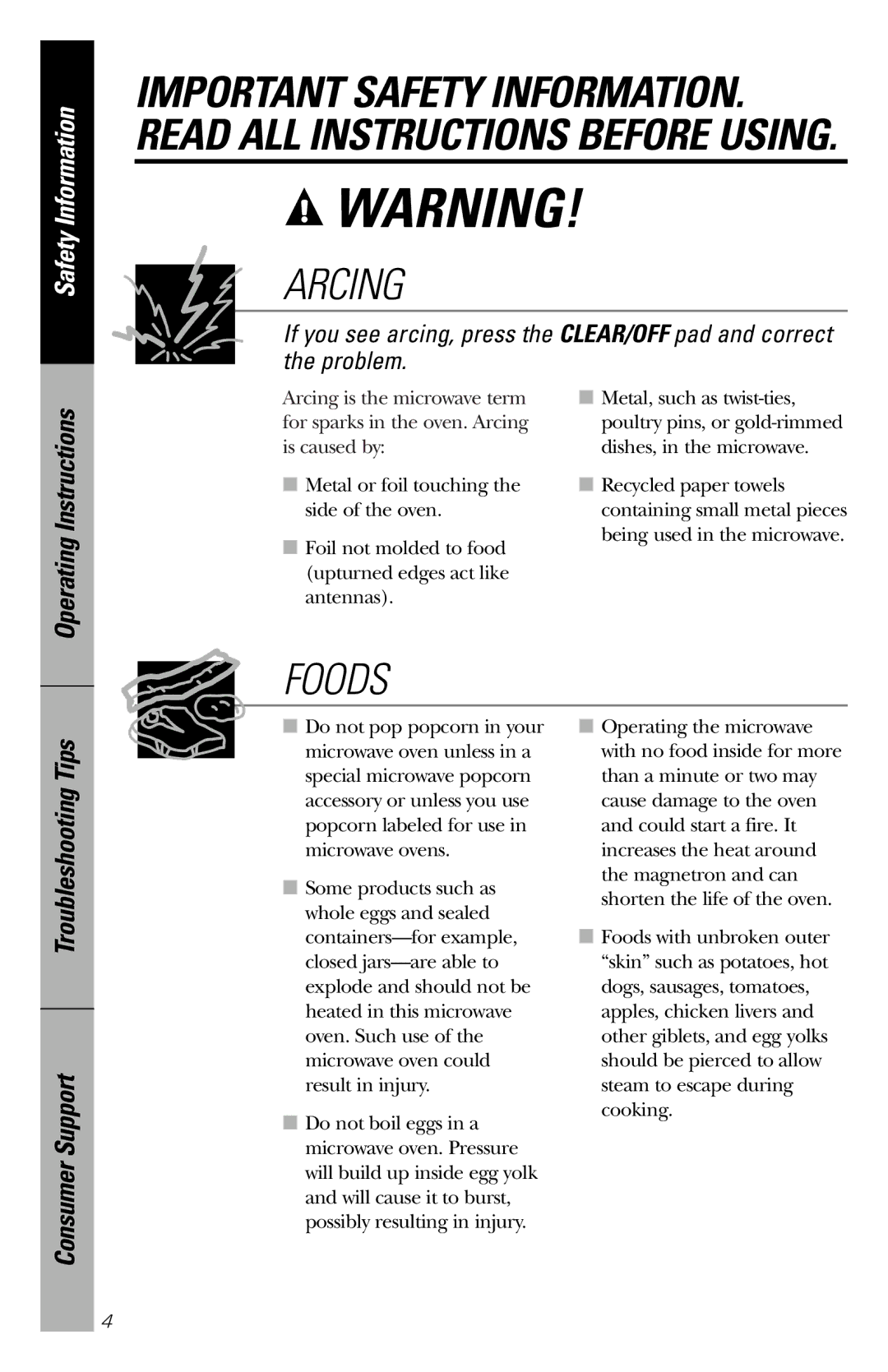 GE JES1334SD owner manual Operating Instructions, Troubleshooting Tips 