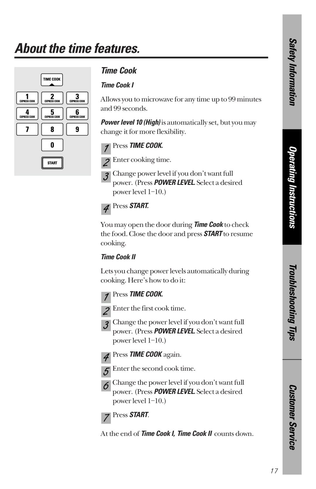 GE JES1339 owner manual About the time features, Press Time Cook 