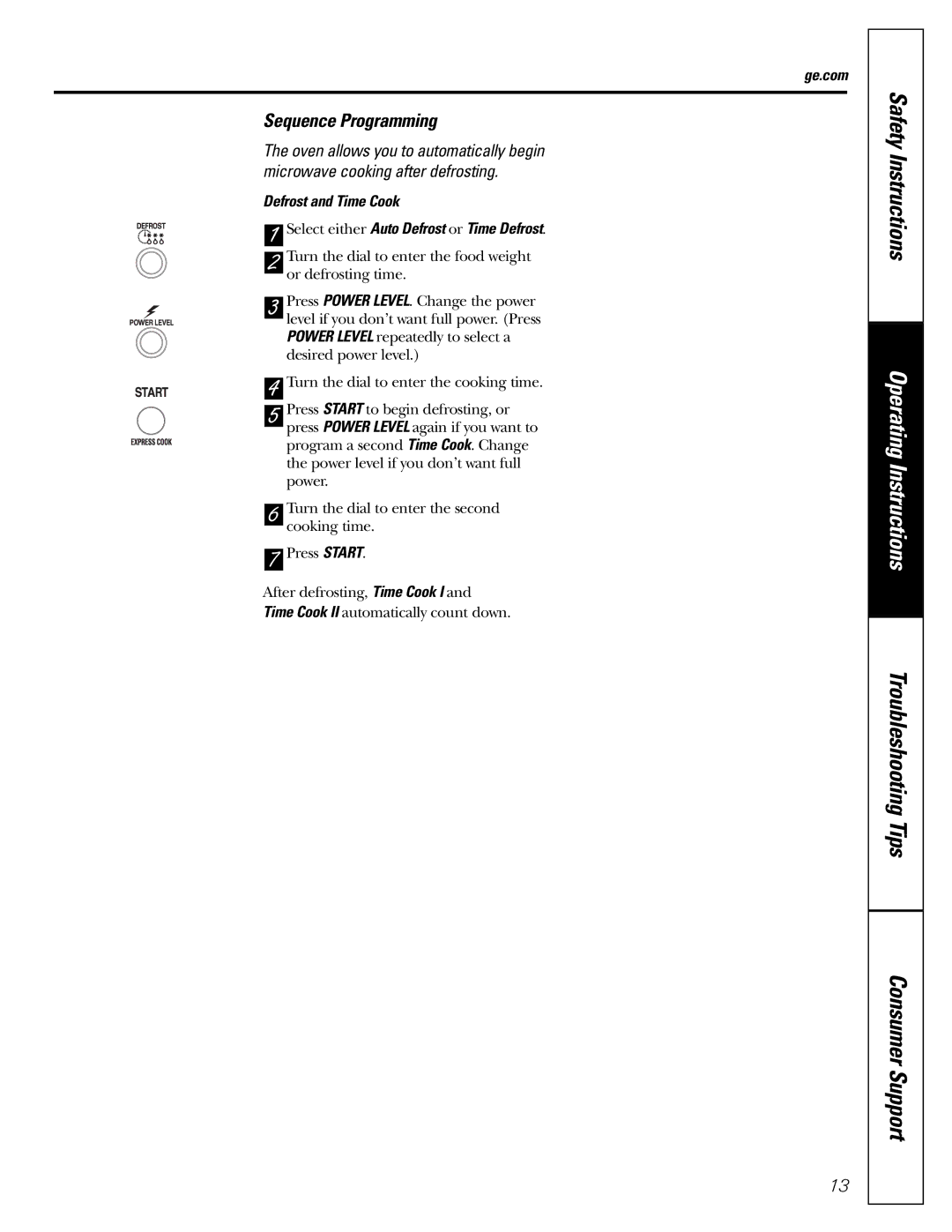 GE JES1344 owner manual Sequence Programming 