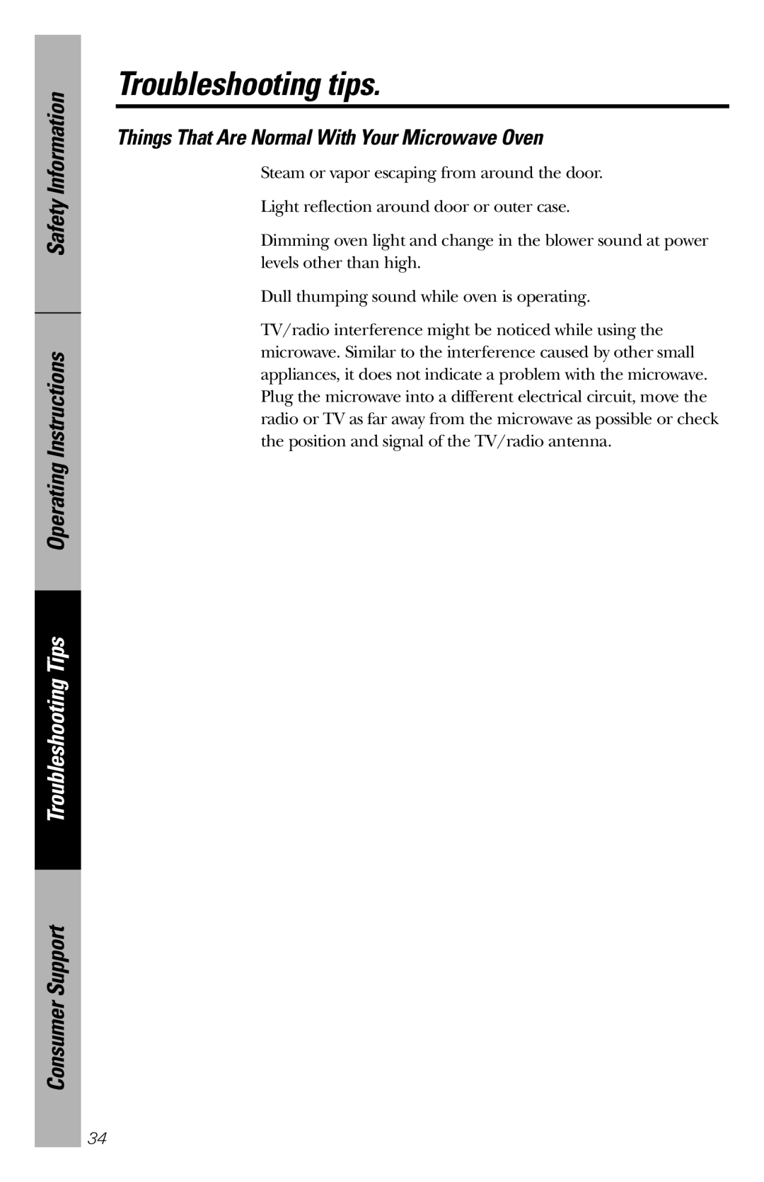 GE JES1358 owner manual Things That Are Normal With Your Microwave Oven 