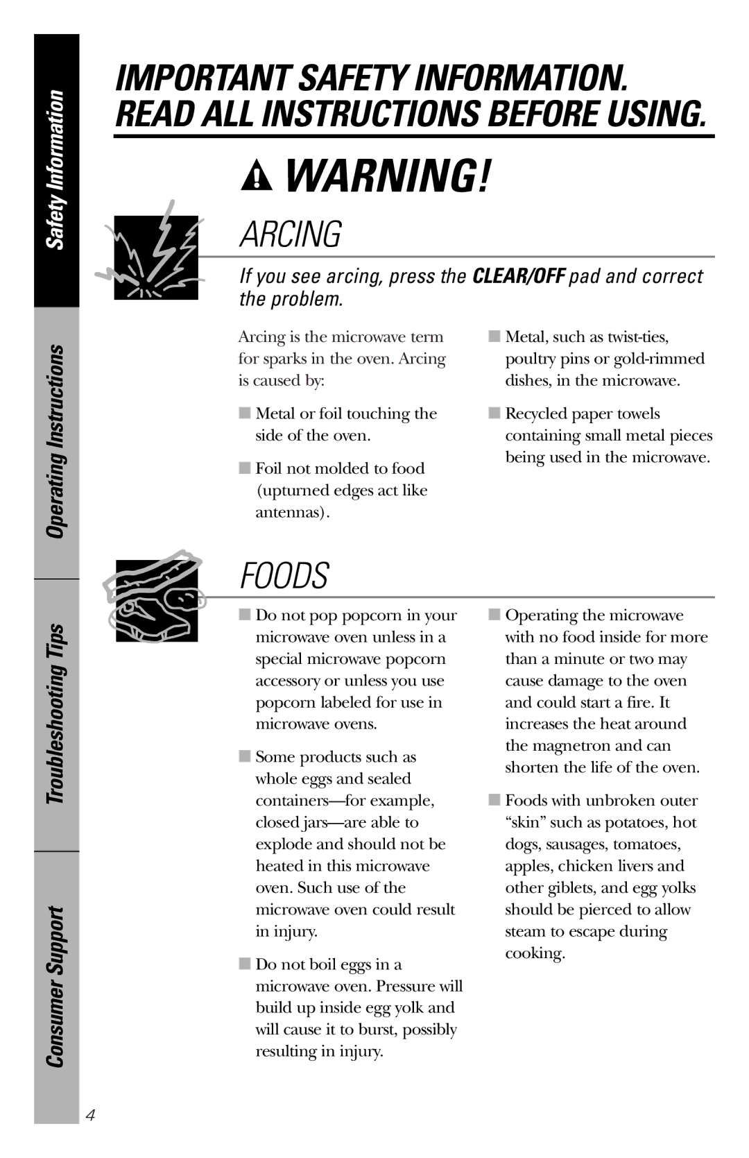 GE JES1358 owner manual Operating Instructions, Troubleshooting Tips 