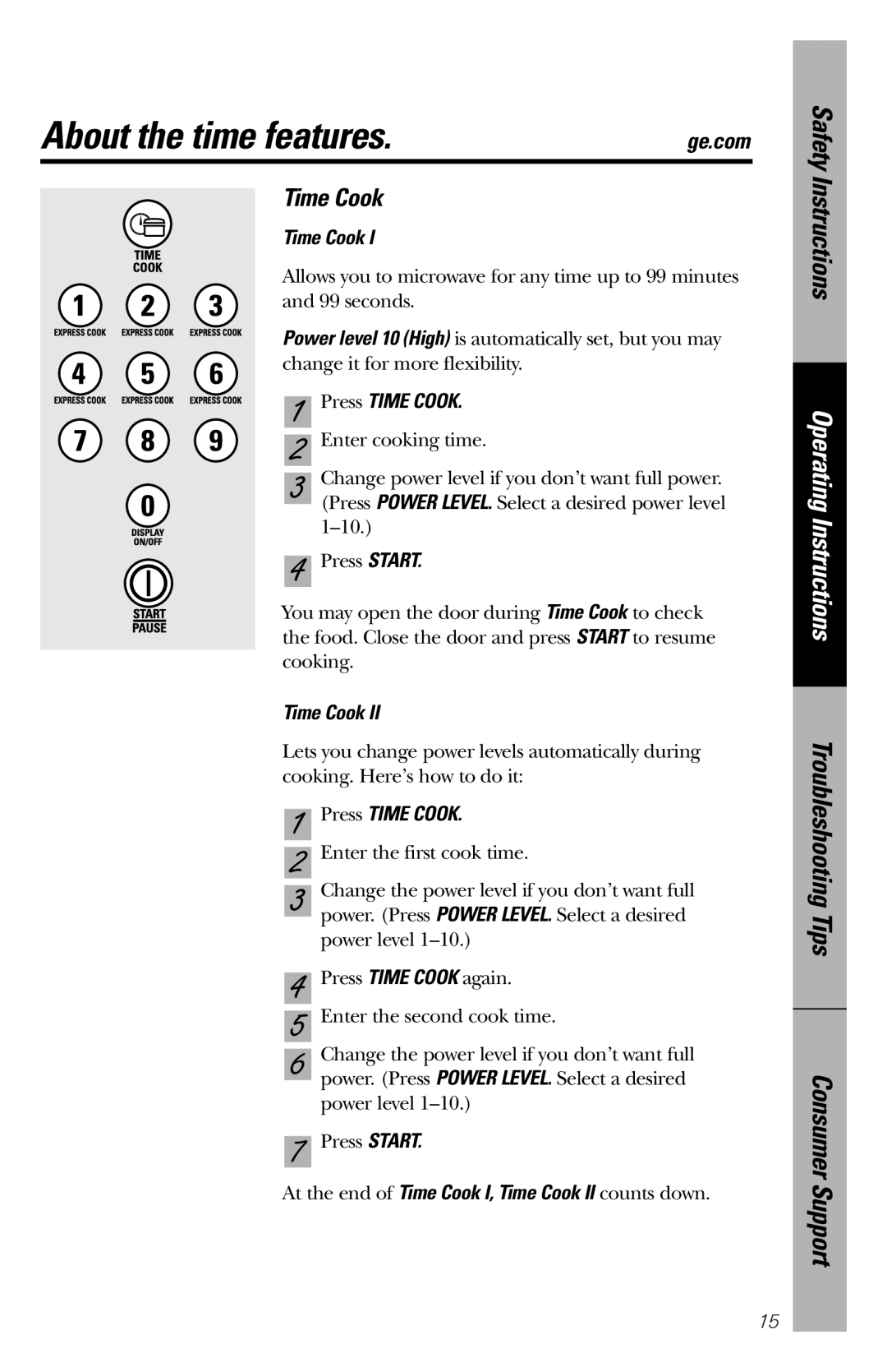 GE JES1456 owner manual About the time features, Press Time Cook 