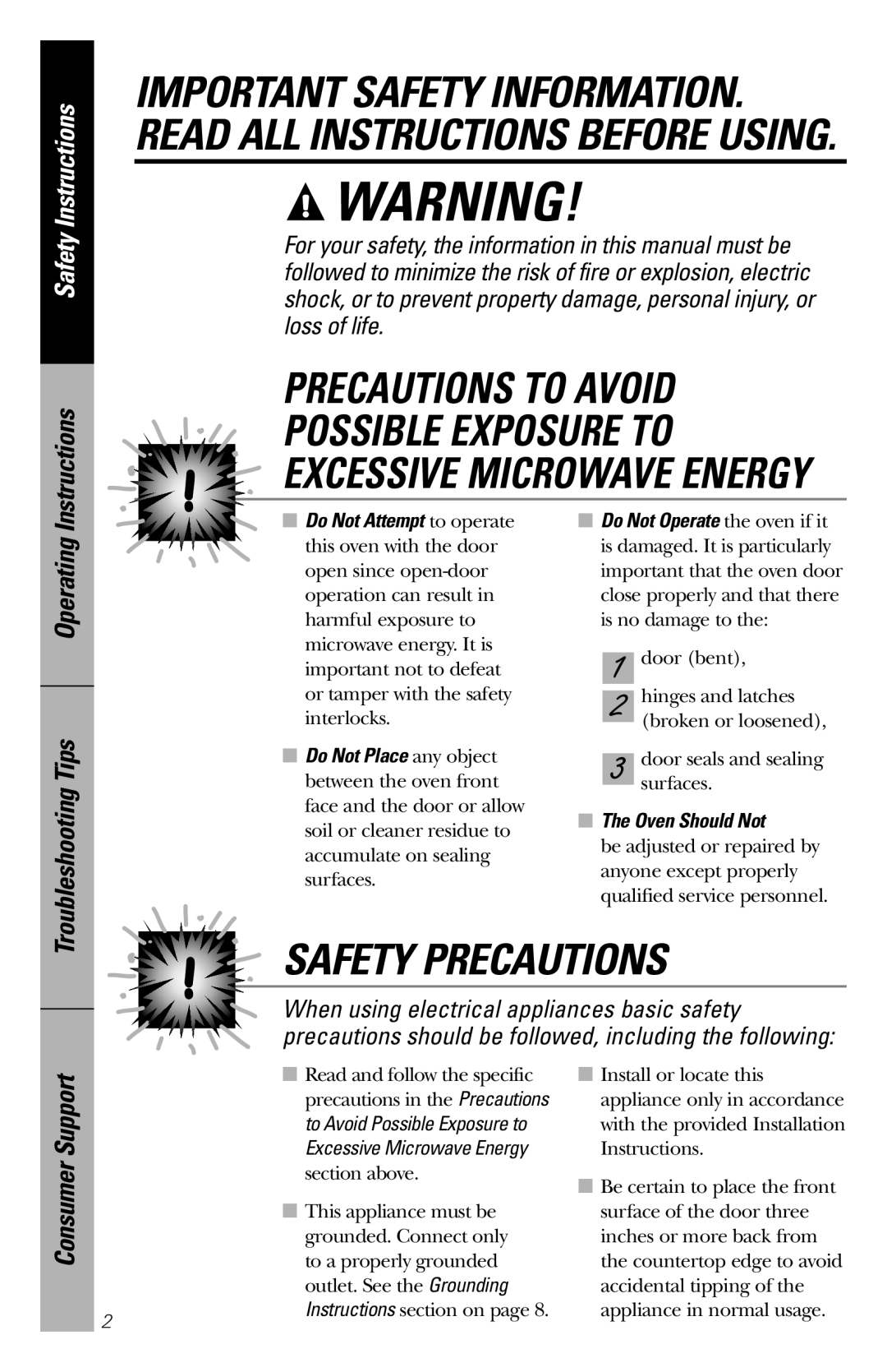 GE JES1456 owner manual Precautions to Avoid Possible Exposure to, Oven Should Not 