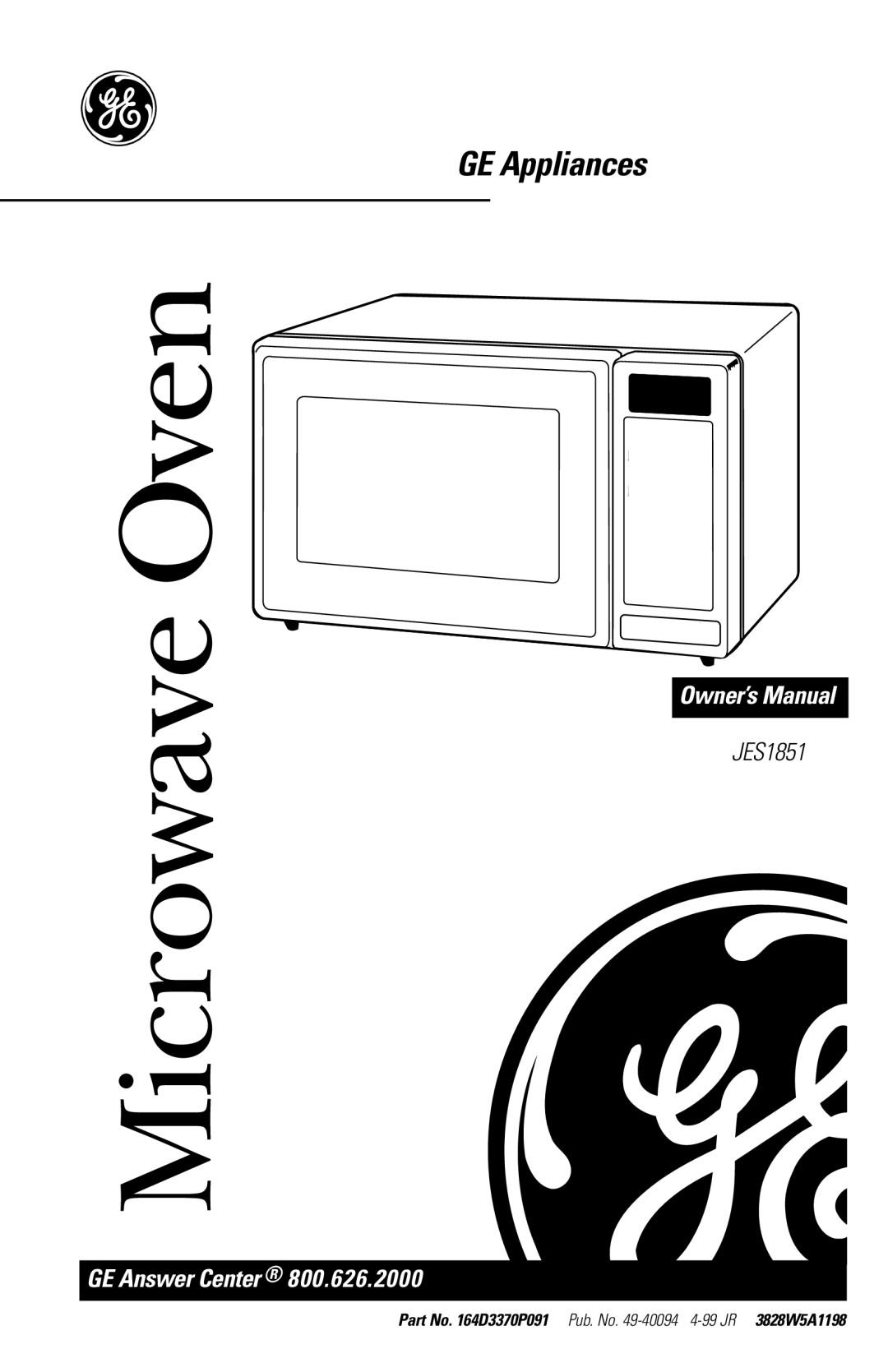 GE JES1851 owner manual Microwave Oven 