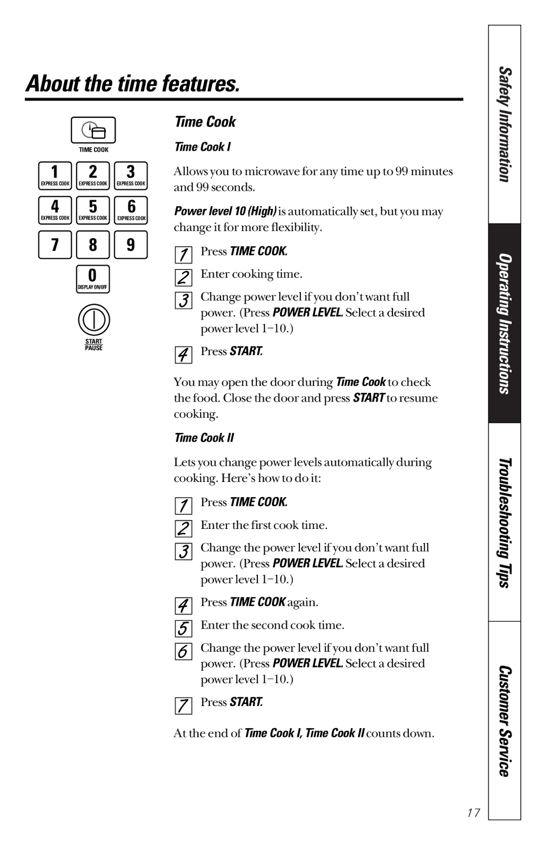 GE JES1851 owner manual About the time features, Press Time Cook 