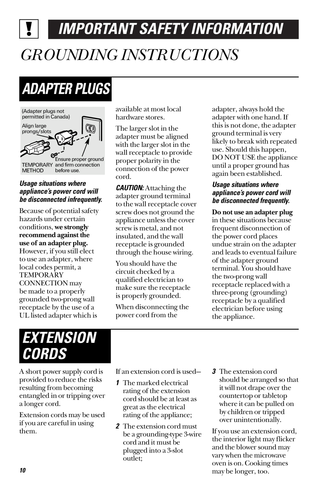 GE JES735, JES739 owner manual Important Safety Information 