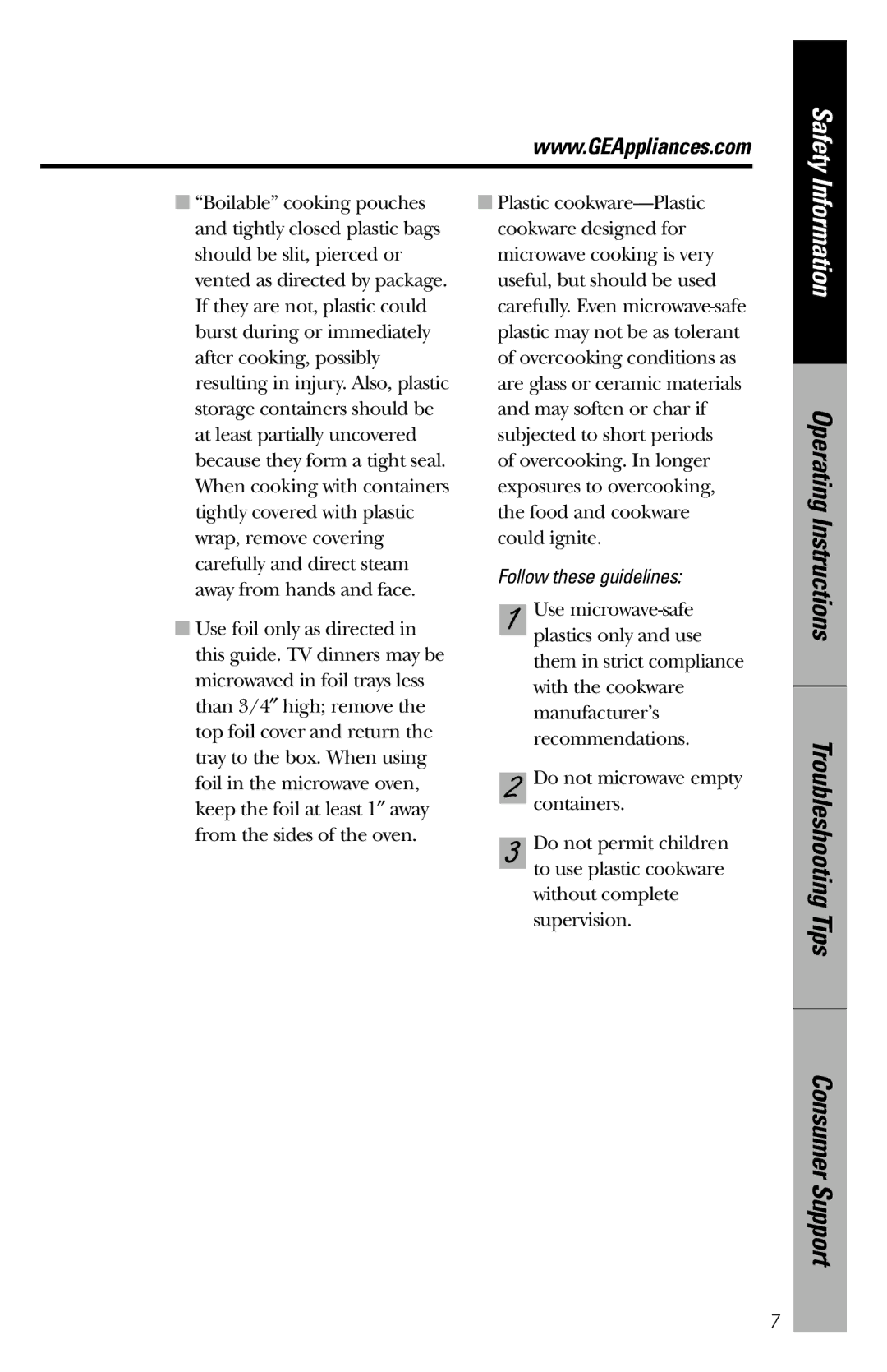 GE JES831 owner manual Follow these guidelines 