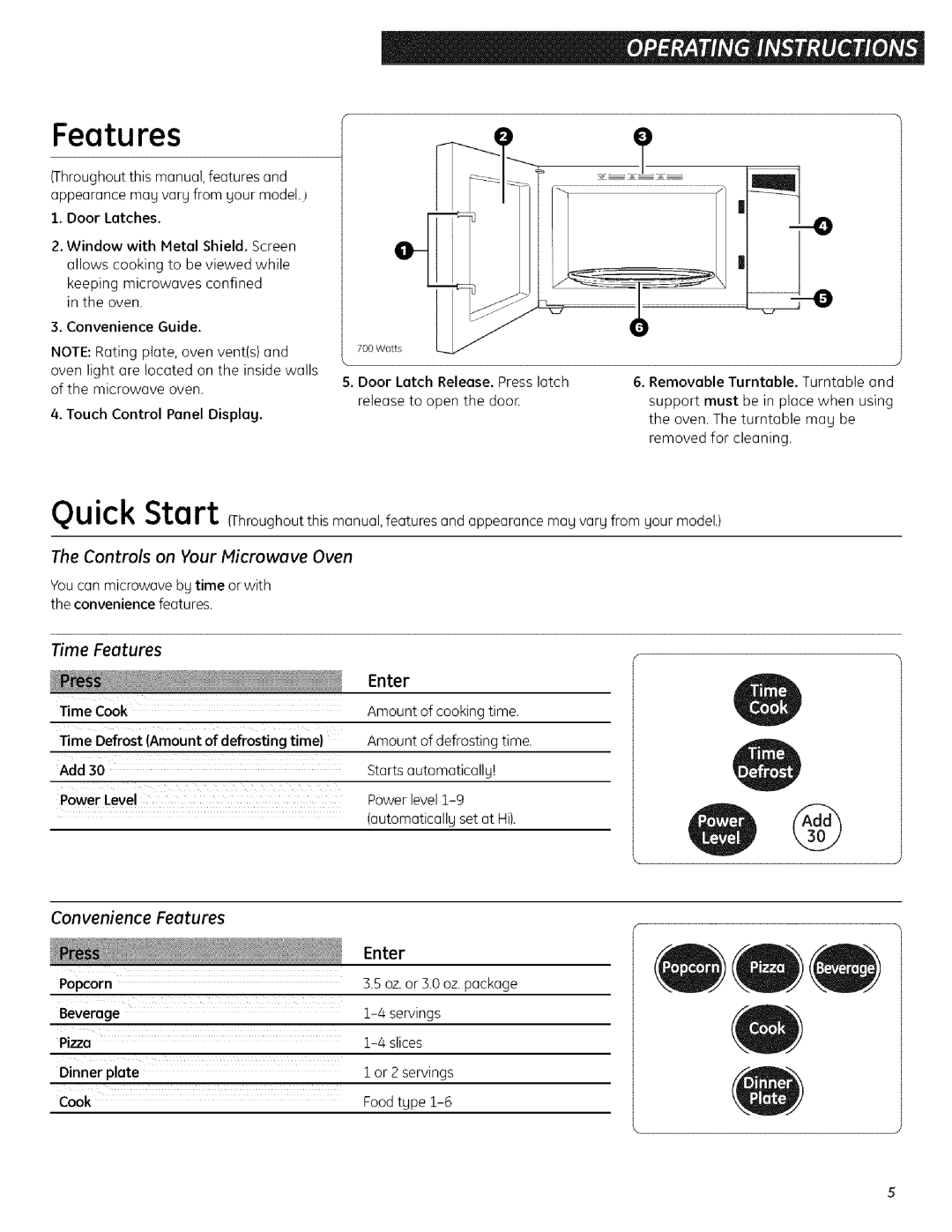 GE JESO734PIVLRR quick start Time Features 