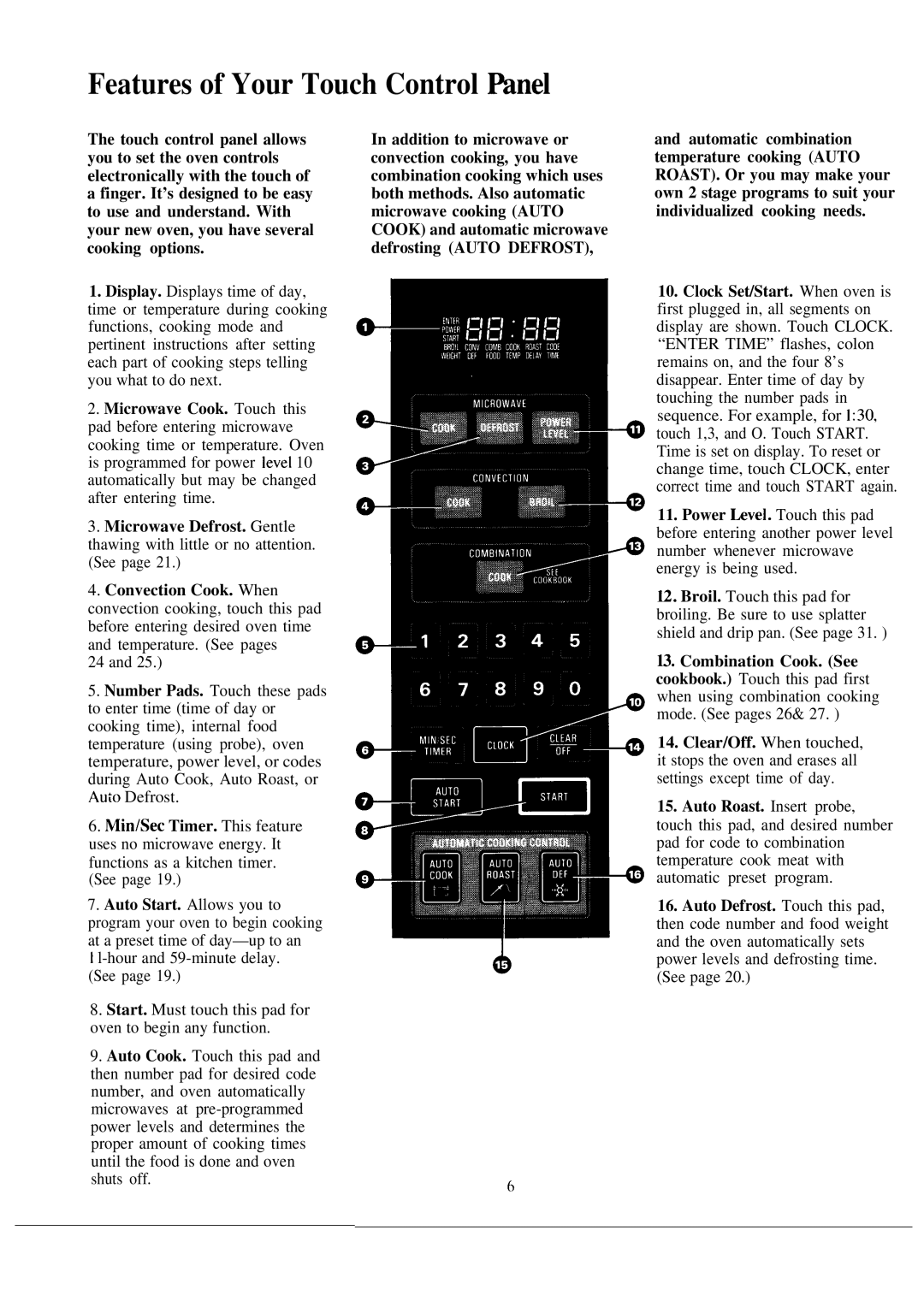 GE JET342G warranty Features of Your Touch Control ~nel 