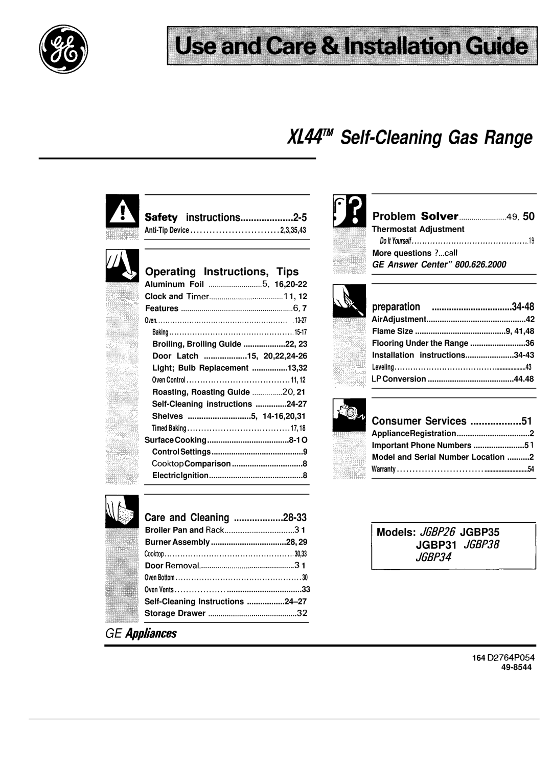 GE JG5P34, JG5P38, JGBP26 manual Operating Instructions, Tips, 28-33, 34-48 