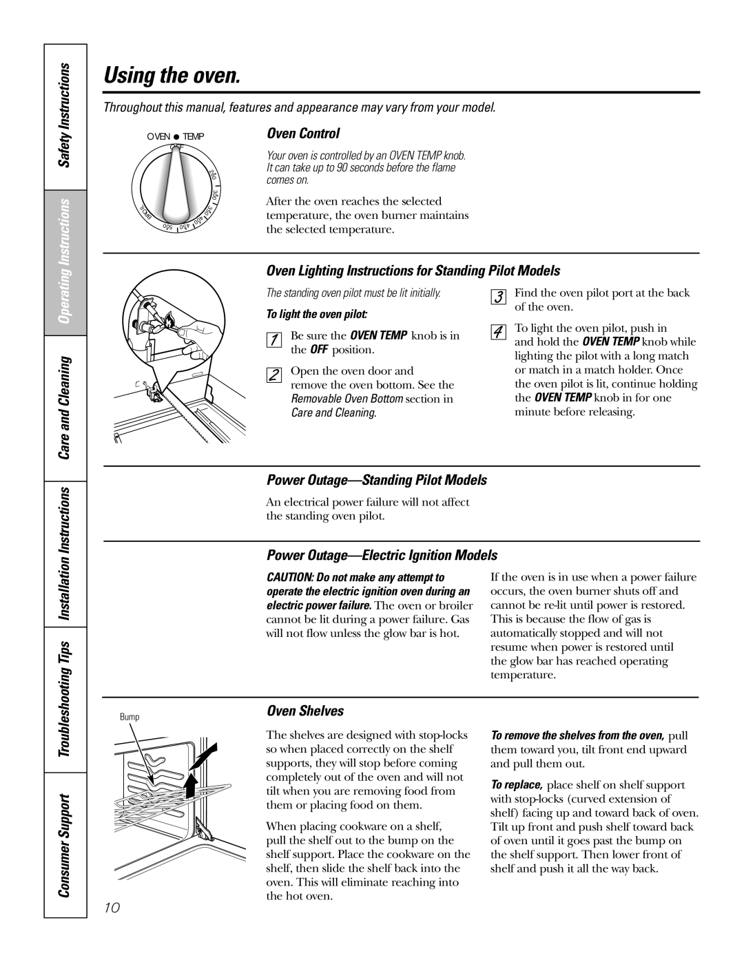 GE JGAS02 owner manual Using the oven 