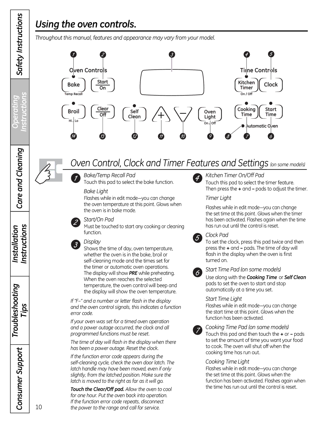 GE JgB290, JgB280 manual Using the oven controls, Safety Instructions, Care, Installation Instructions 