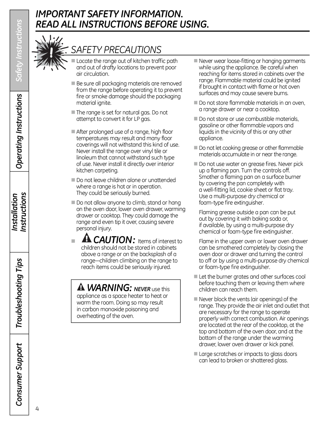 GE JGB820, JGB295SERSS, JGB805, JGB800, JGB810 manual Instructions 