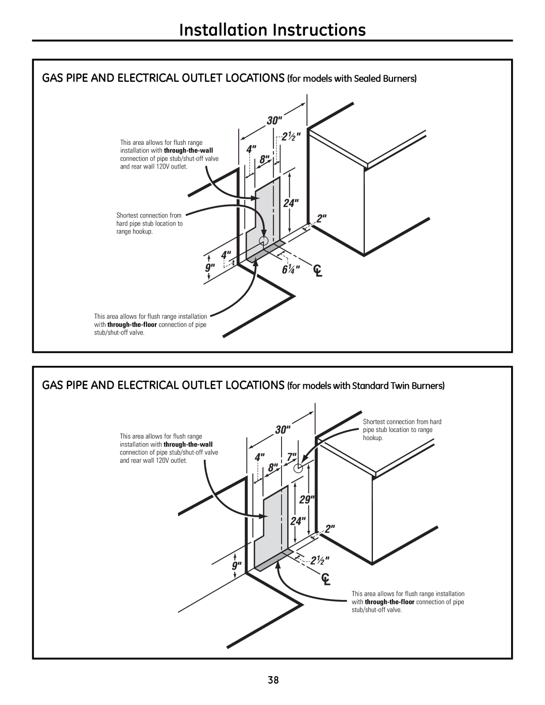 GE JGB281, JGB3000, JGB3001, JGB400 installation instructions Range hookup 