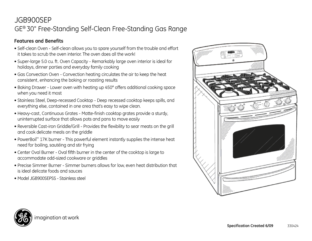 GE JGB900SEPSS dimensions Features and Benefits 