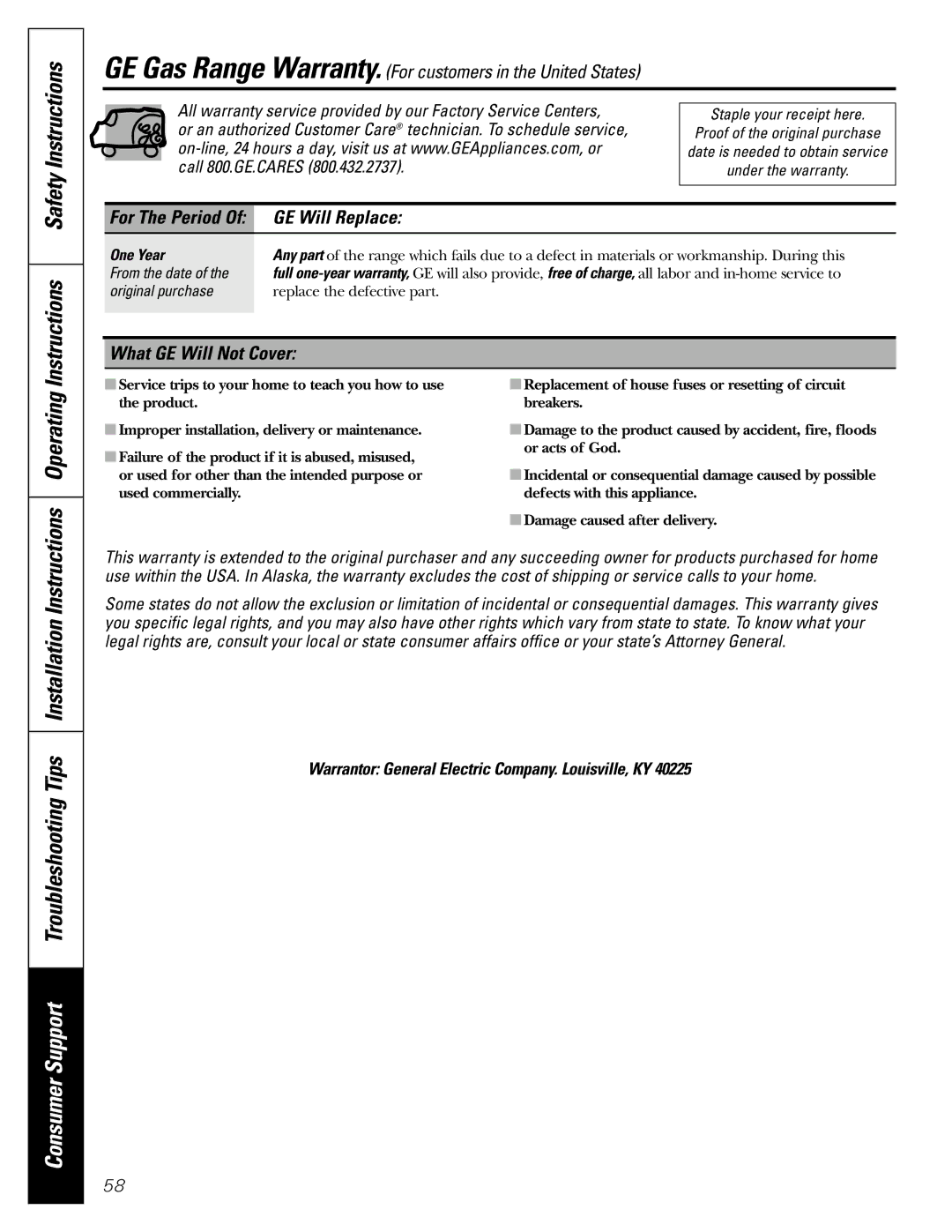 GE JGB902 installation instructions Instructions Safety Instructions, Operating, GE Will Replace, What GE Will Not Cover 