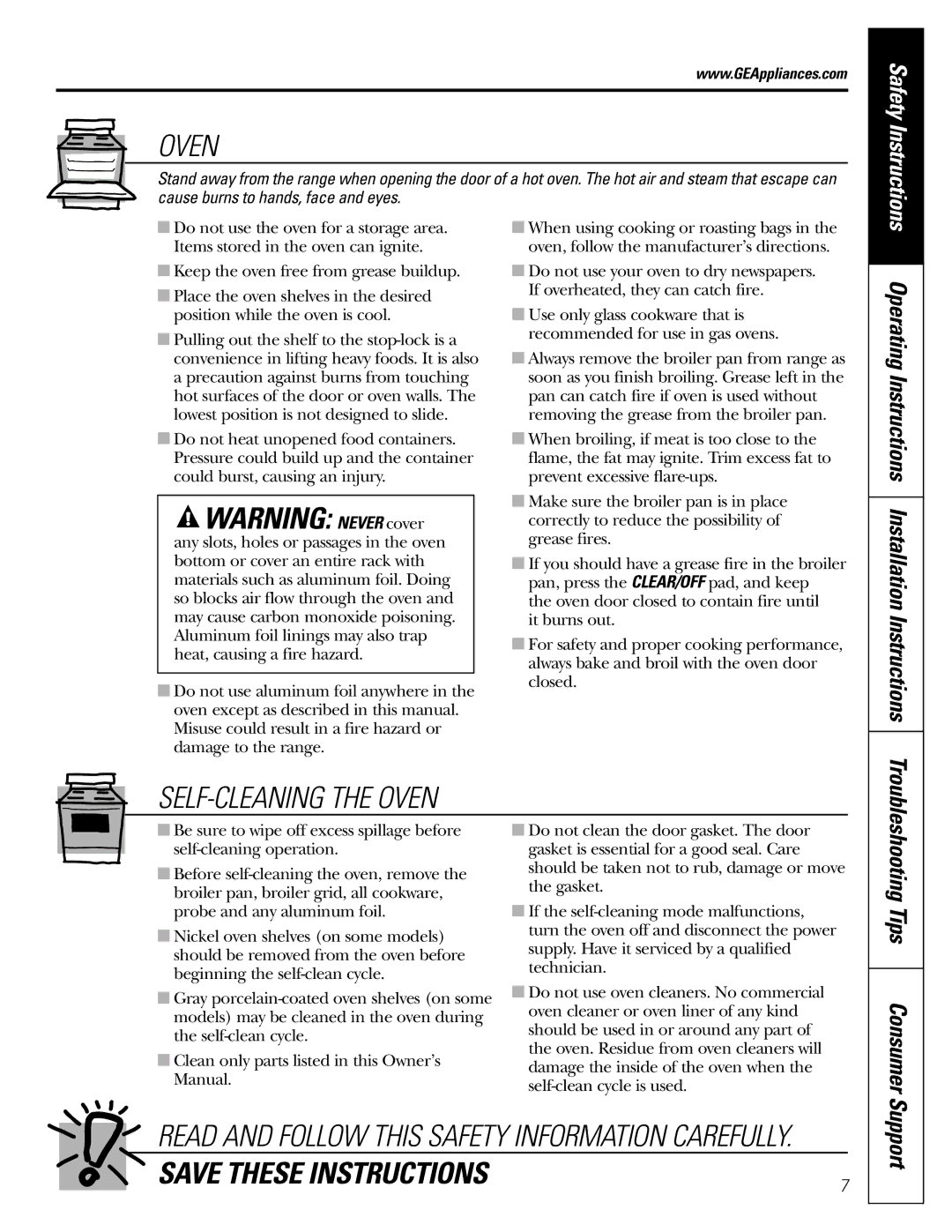 GE JGB902 installation instructions Support, Troubleshooting Tips Consumer 