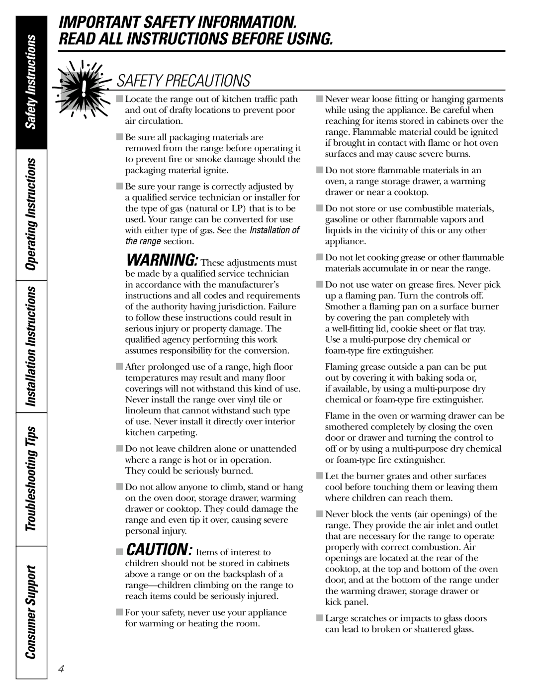 GE JGB905, JGB915 installation instructions Instructions 