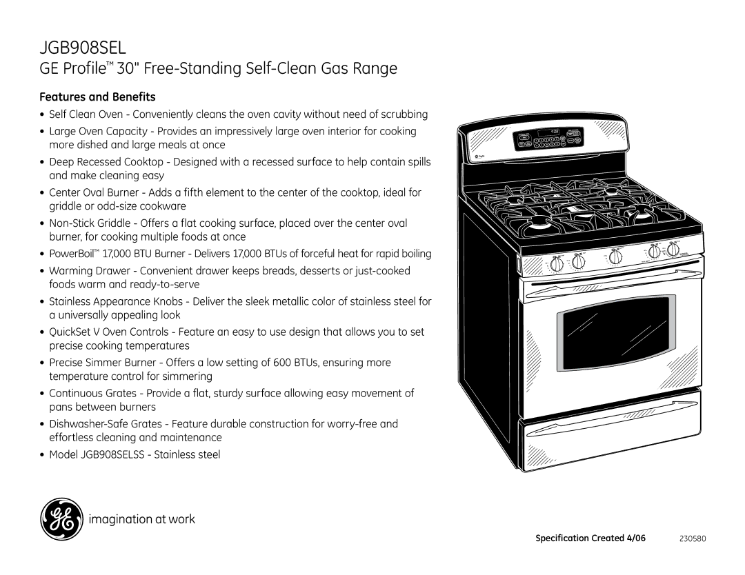 GE JGB908SEL dimensions Features and Benefits 