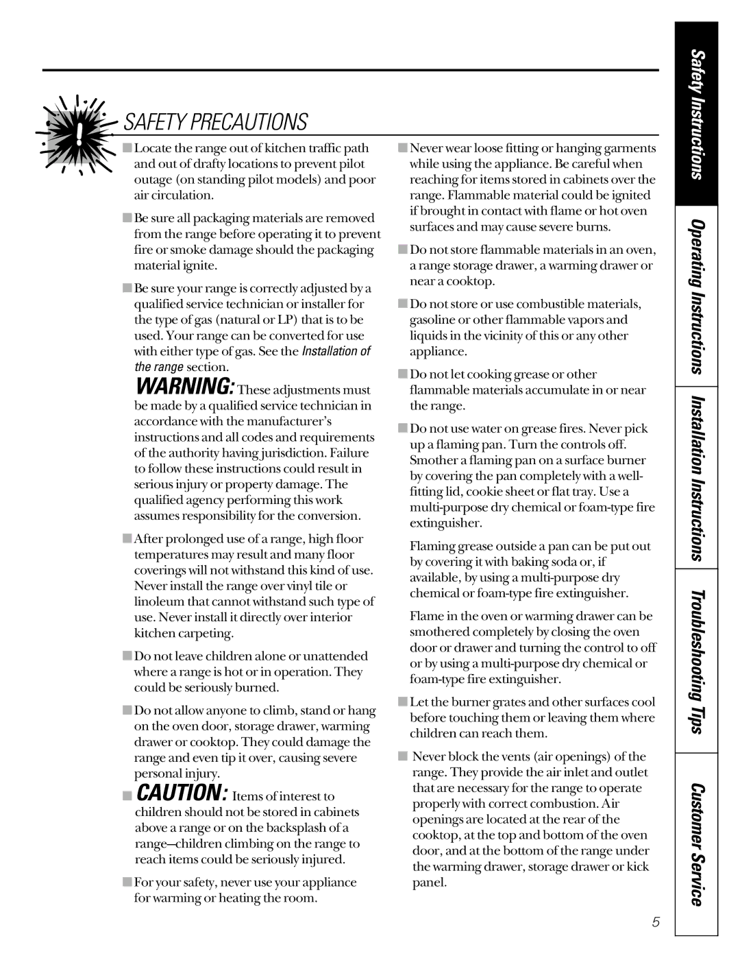 GE JGB920, JGB910 owner manual Safety Instructions 