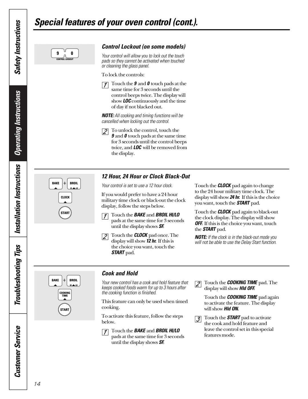 GE JGB910 owner manual Tips, Troubleshooting, Control Lockout on some models, Cook and Hold, Start pad 