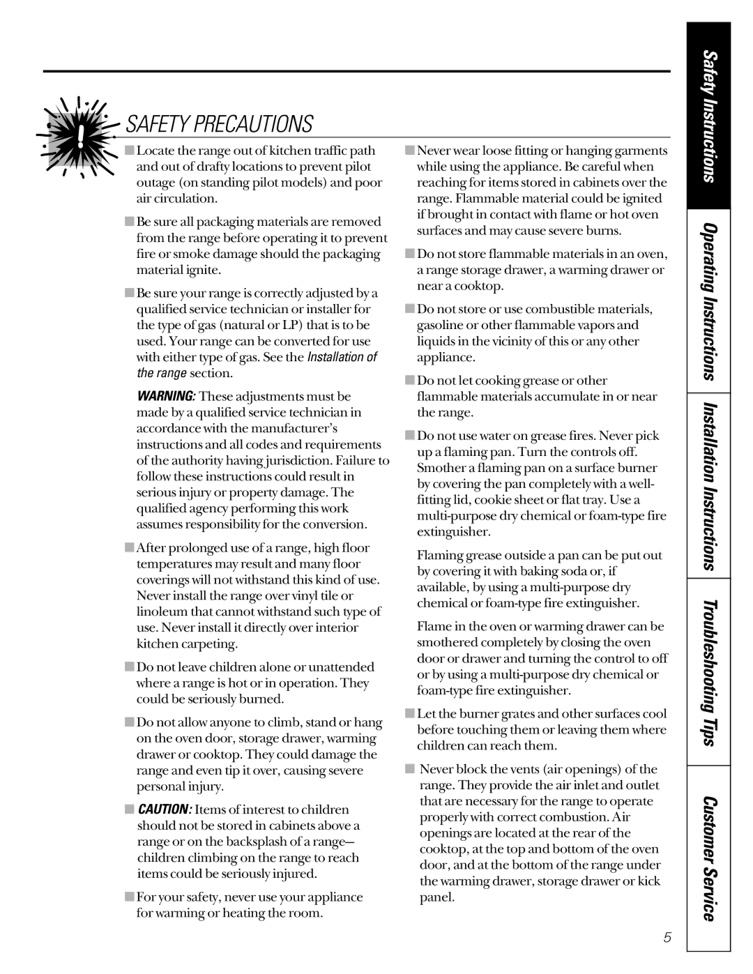 GE JGB910 owner manual Safety Instructions 