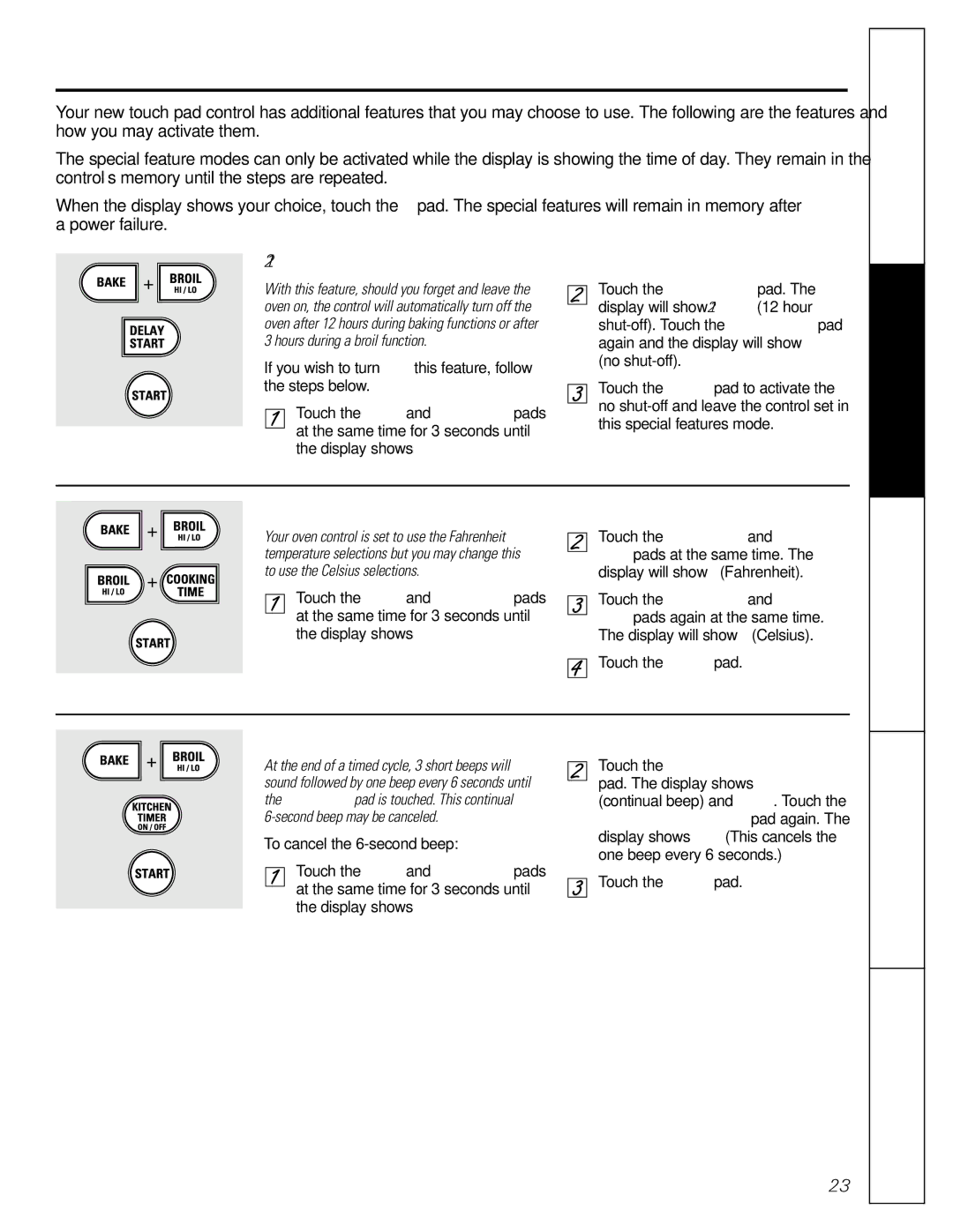 GE JGB920 Special features of your oven control, Safety Instructions, Hour Shut-Off, Tones at the End of a Timed Cycle 