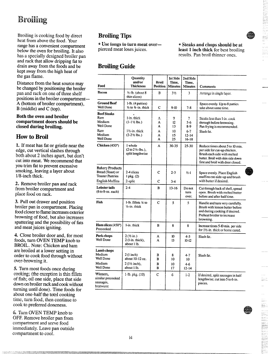 GE JGBC16GPJ manual BroilingTips, How to Broil 