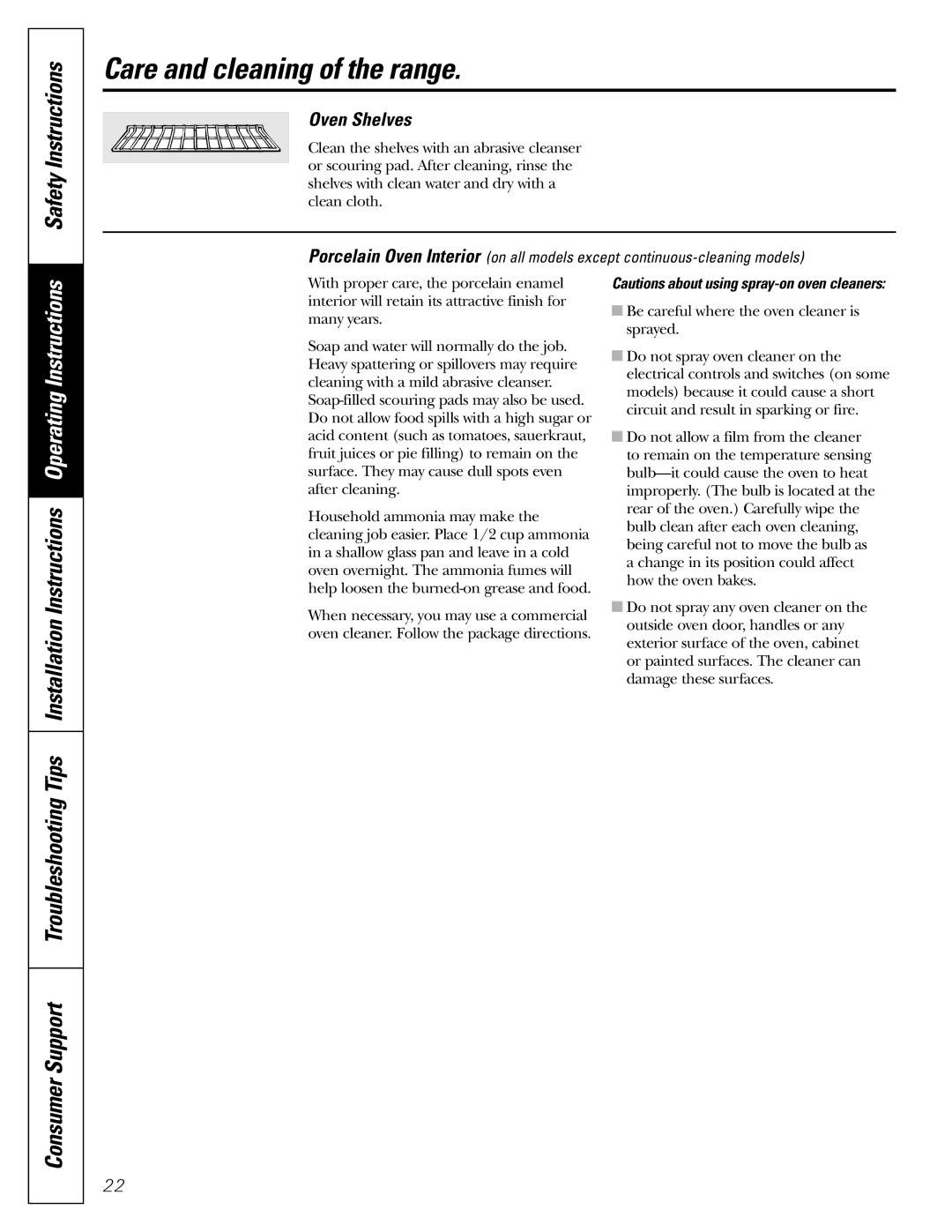 GE JGBC20 installation instructions Oven Shelves 