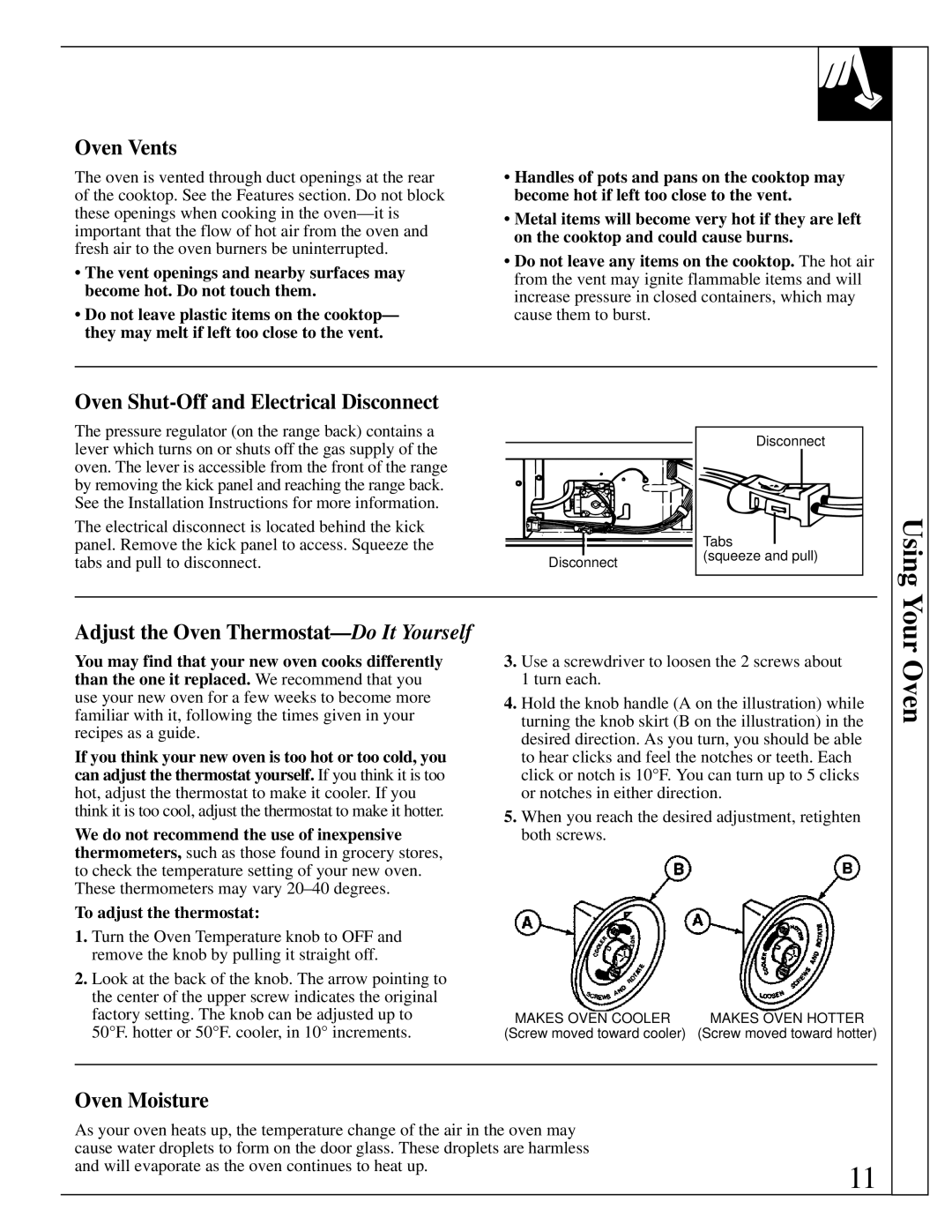 GE 164D2966P079, JGBP19 Oven Vents, Oven Shut-Off and Electrical Disconnect, Adjust the Oven Thermostat-Do It Yourself 