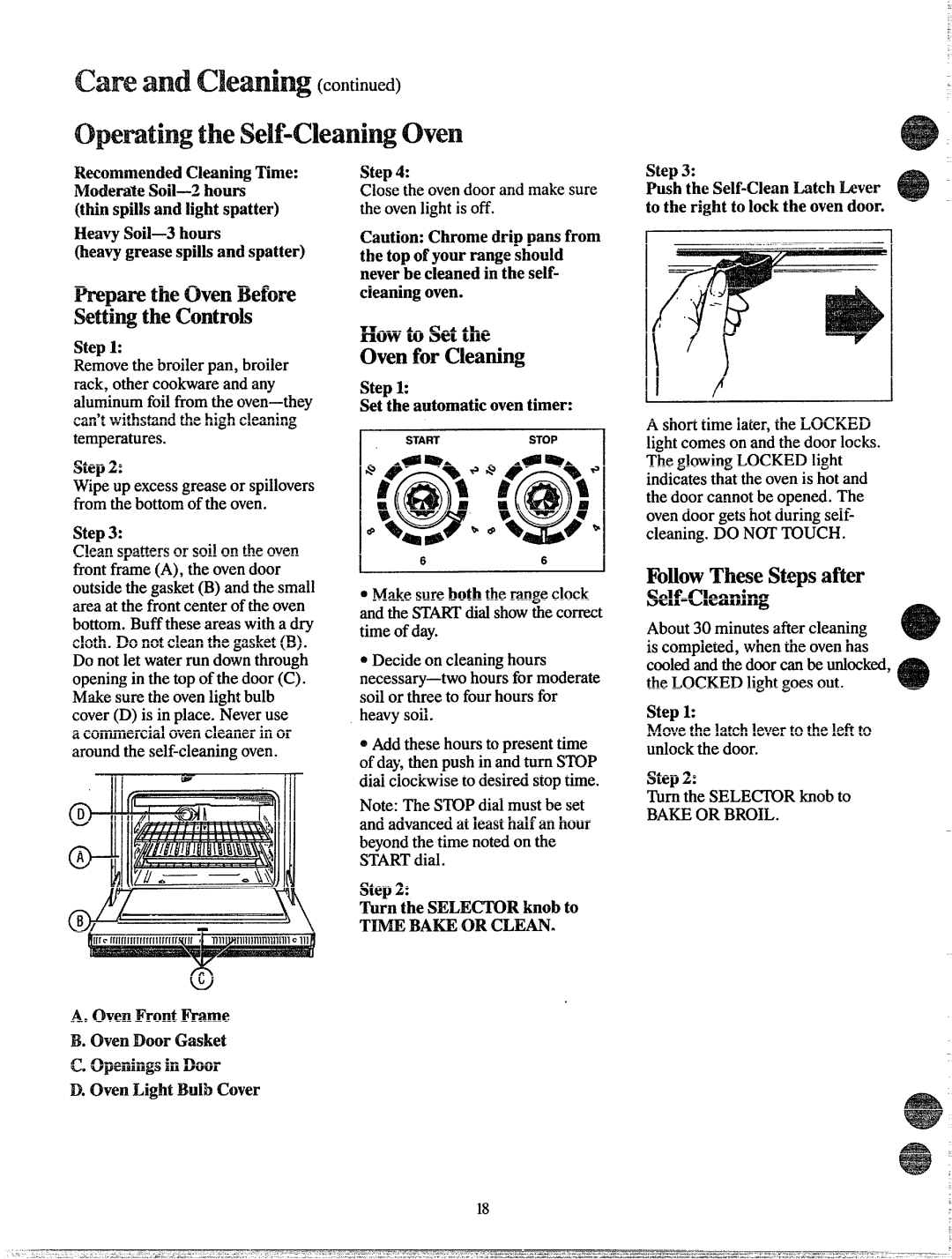 GE JGBP24GEF warranty Howto Setthe OvenforCleaning, Ca~~ad Cl~tiW, PreparetheOvenBefore SettingtheControls 