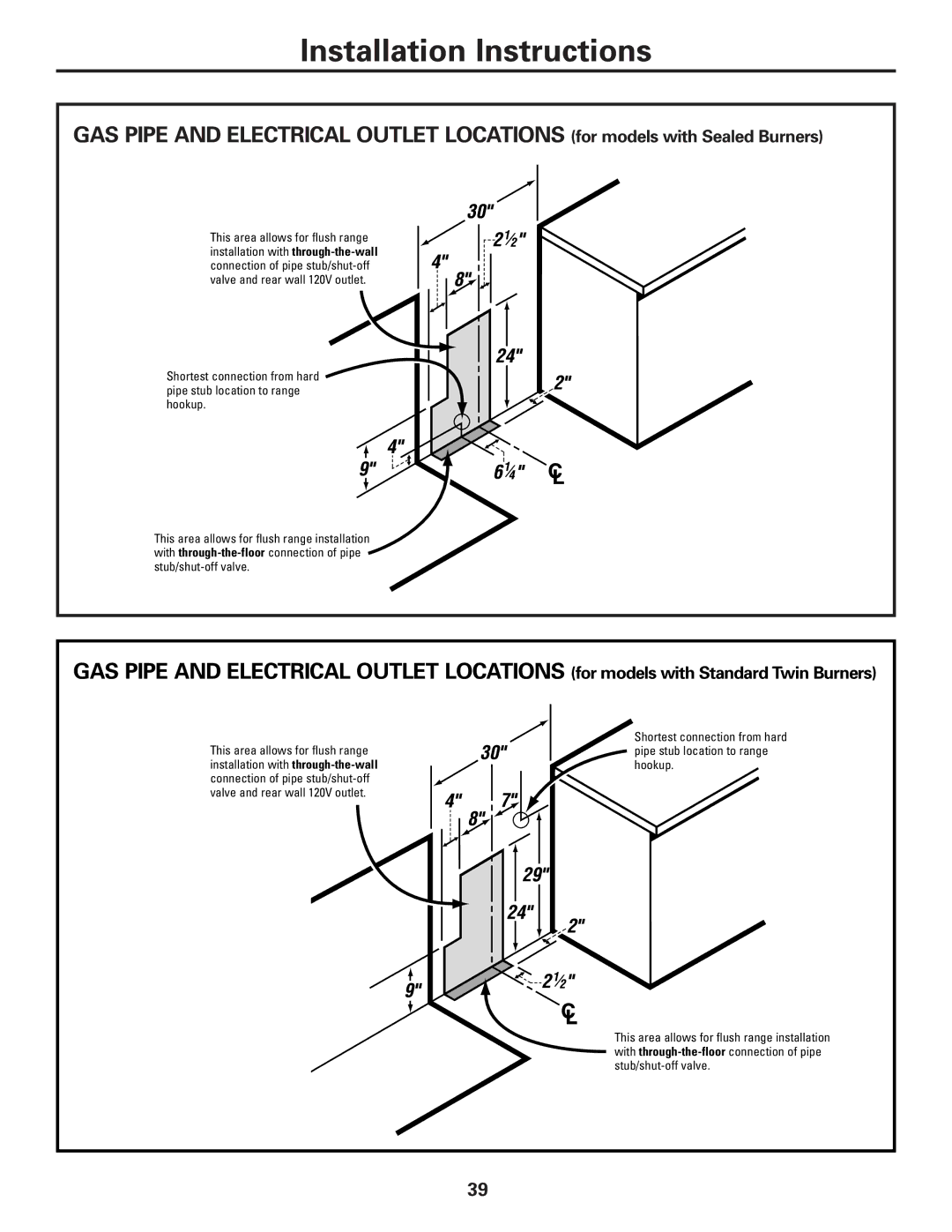 GE JGBP25, JGBP26, JGBP27, JGBP28, JGBP29, JGBP31, JGBP32, JGBP33 manual Installation Instructions 