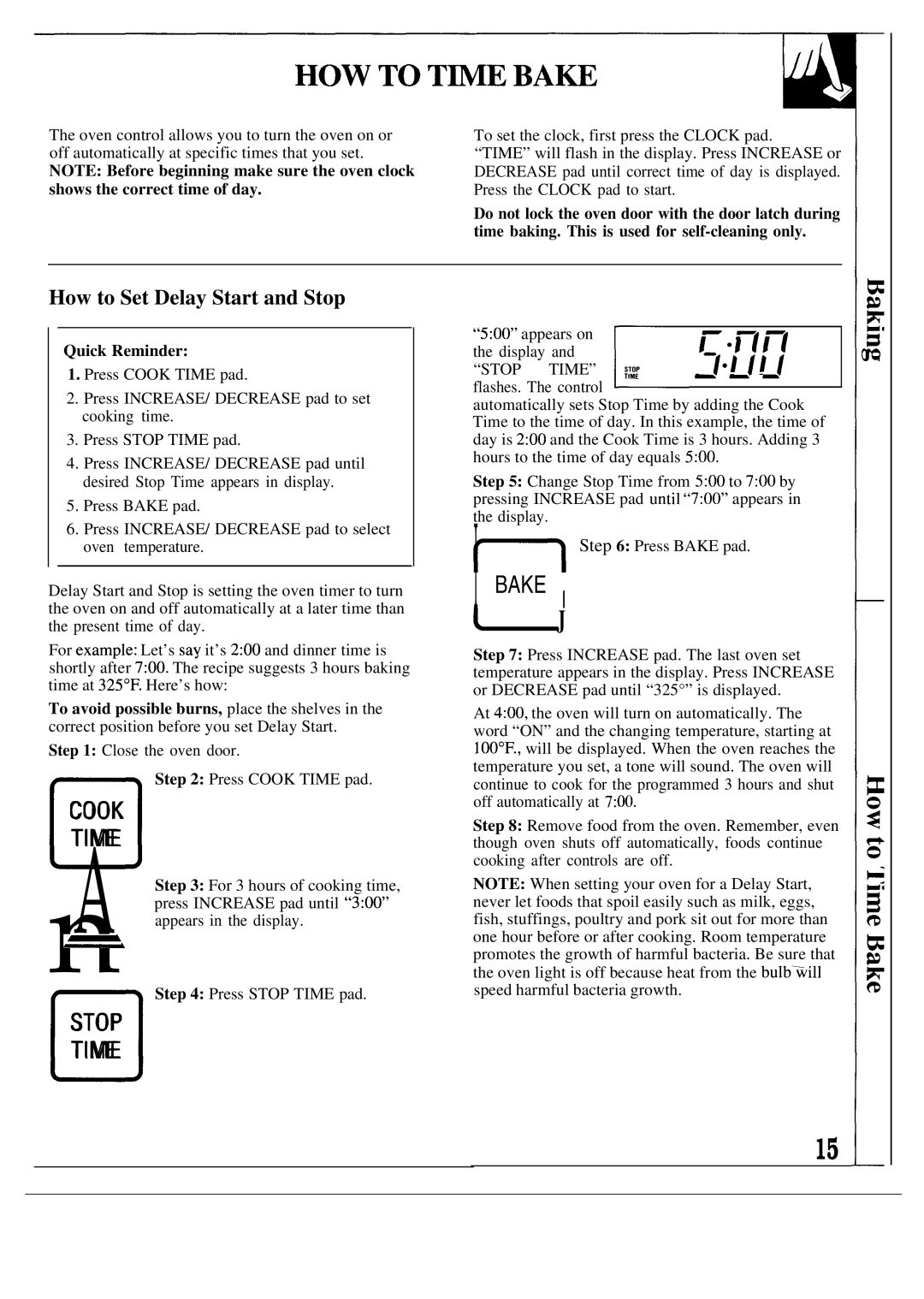 GE JGBP26GEN, JGBP27GEN installation instructions How to Set Delay Start and Stop, Quick Reminder 