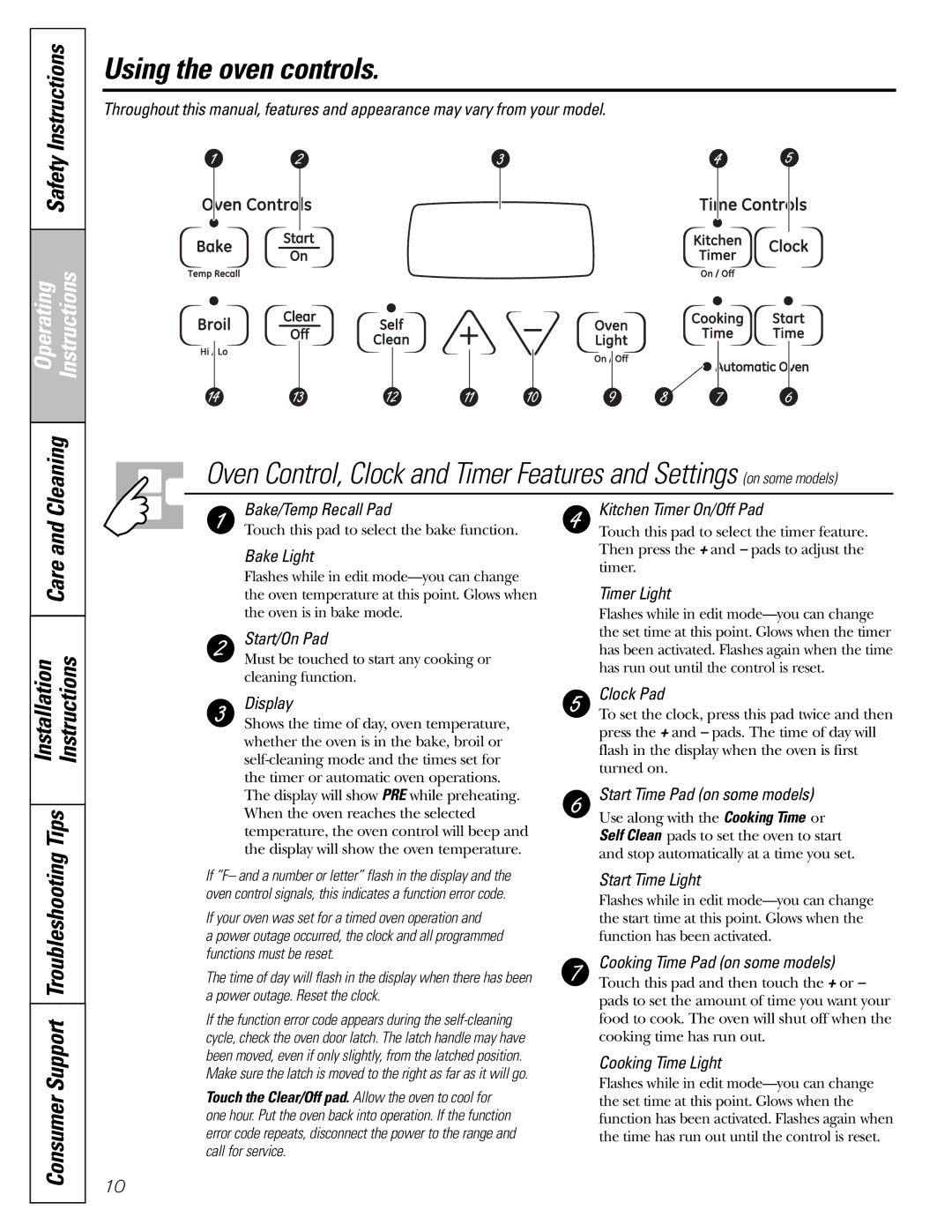 GE JGBP31 installation instructions Using the oven controls, Safety Instructions 